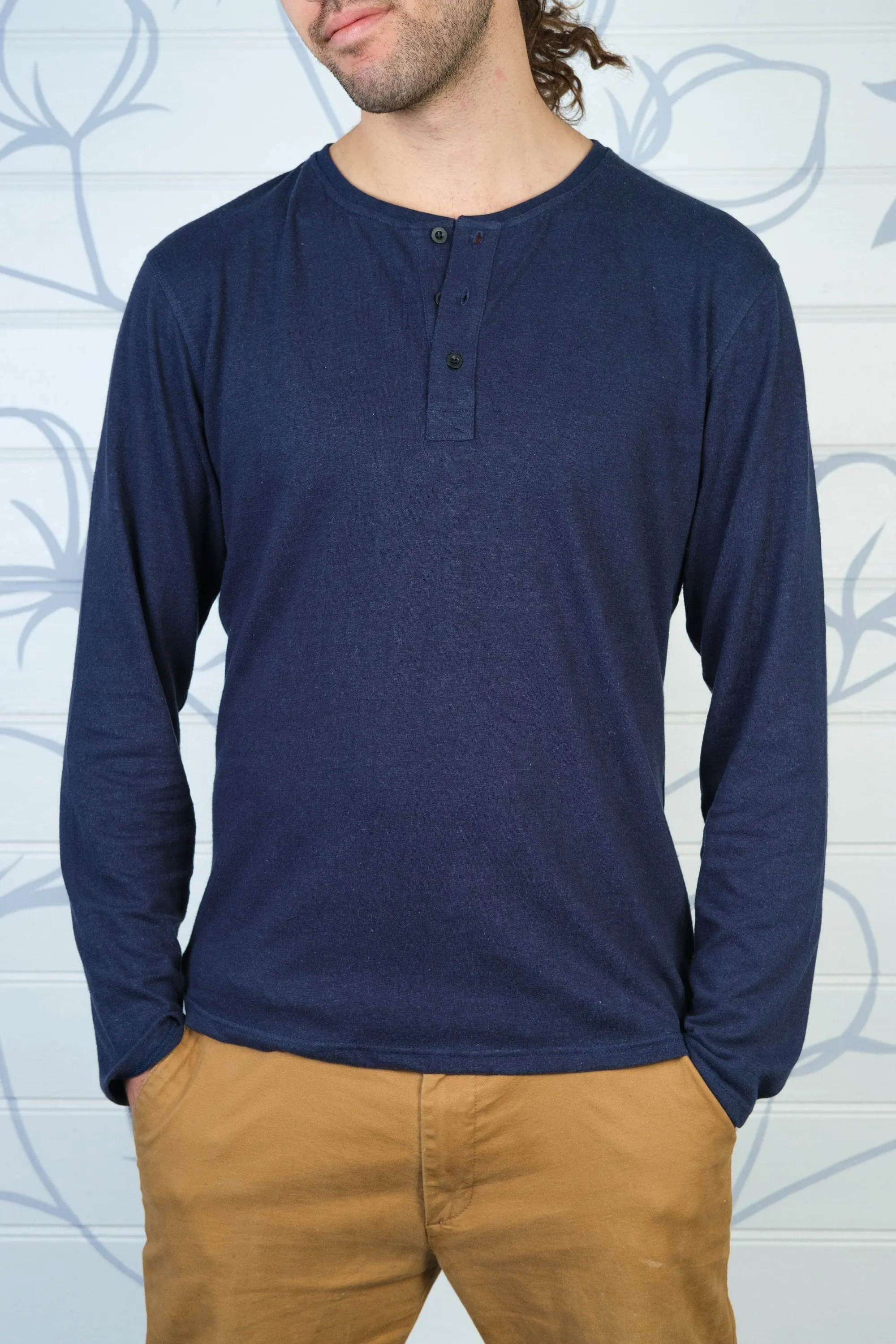 Mens Wild hemp and Organic Cotton Henley shirt