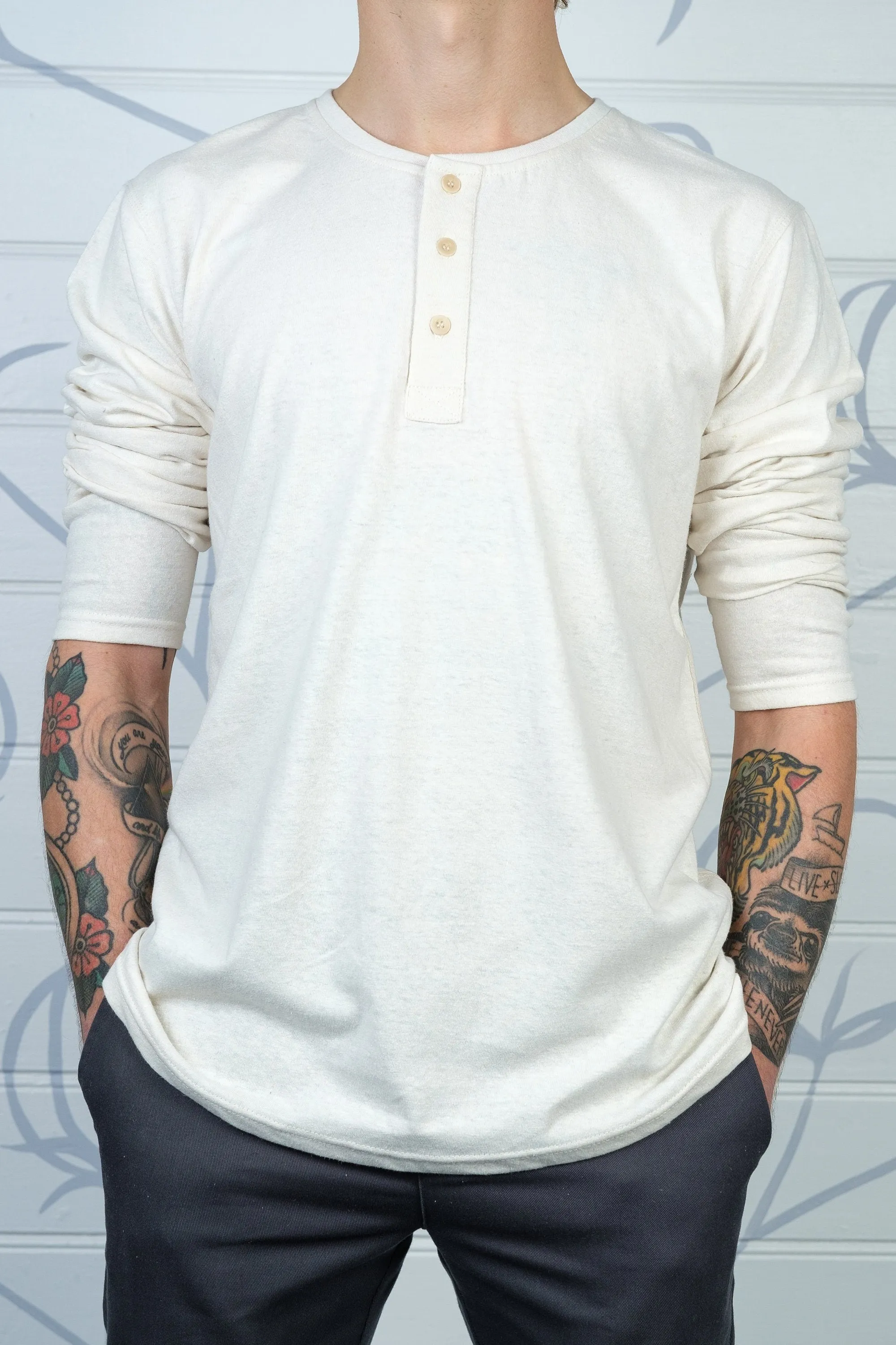Mens Wild hemp and Organic Cotton Henley shirt