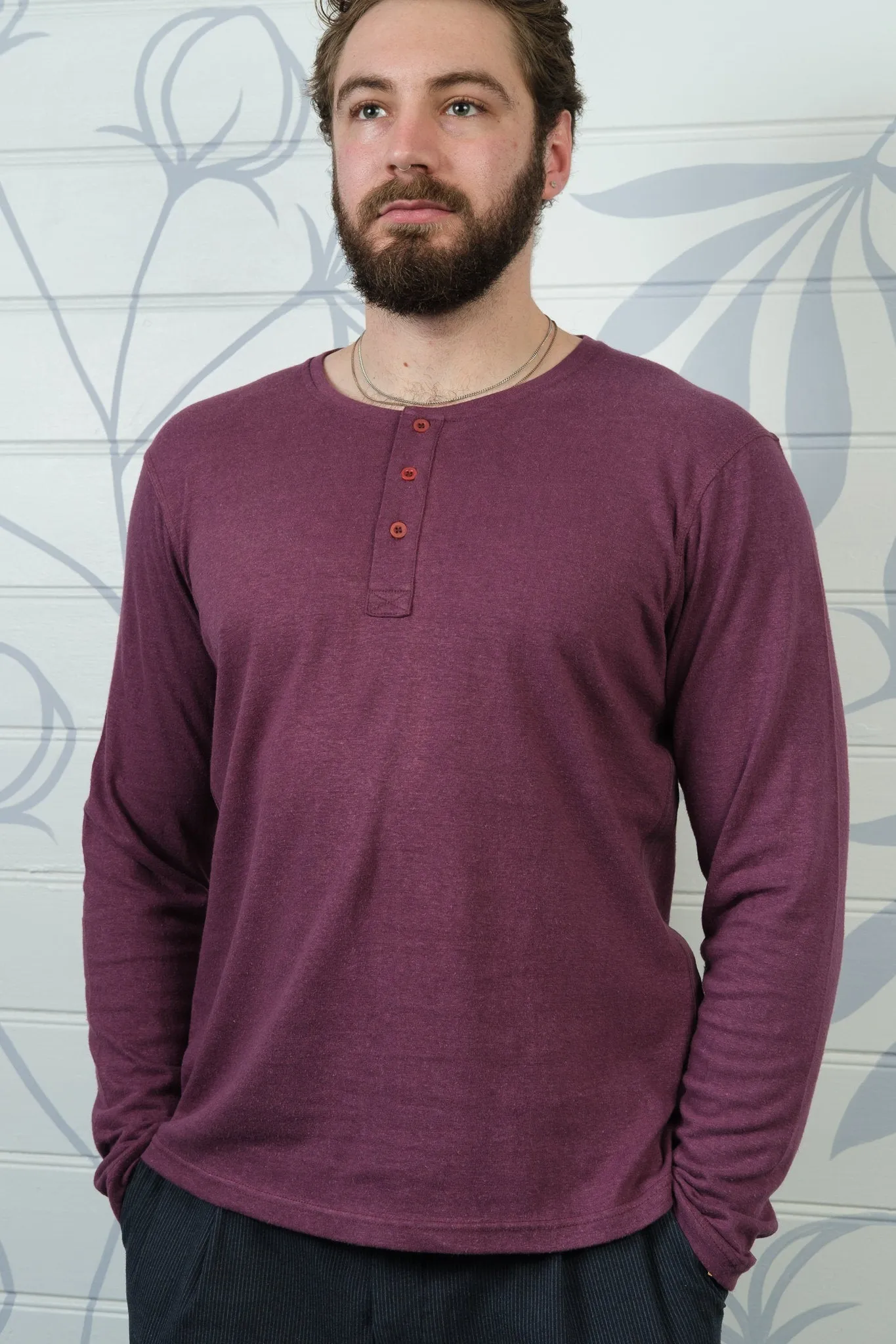 Mens Wild hemp and Organic Cotton Henley shirt