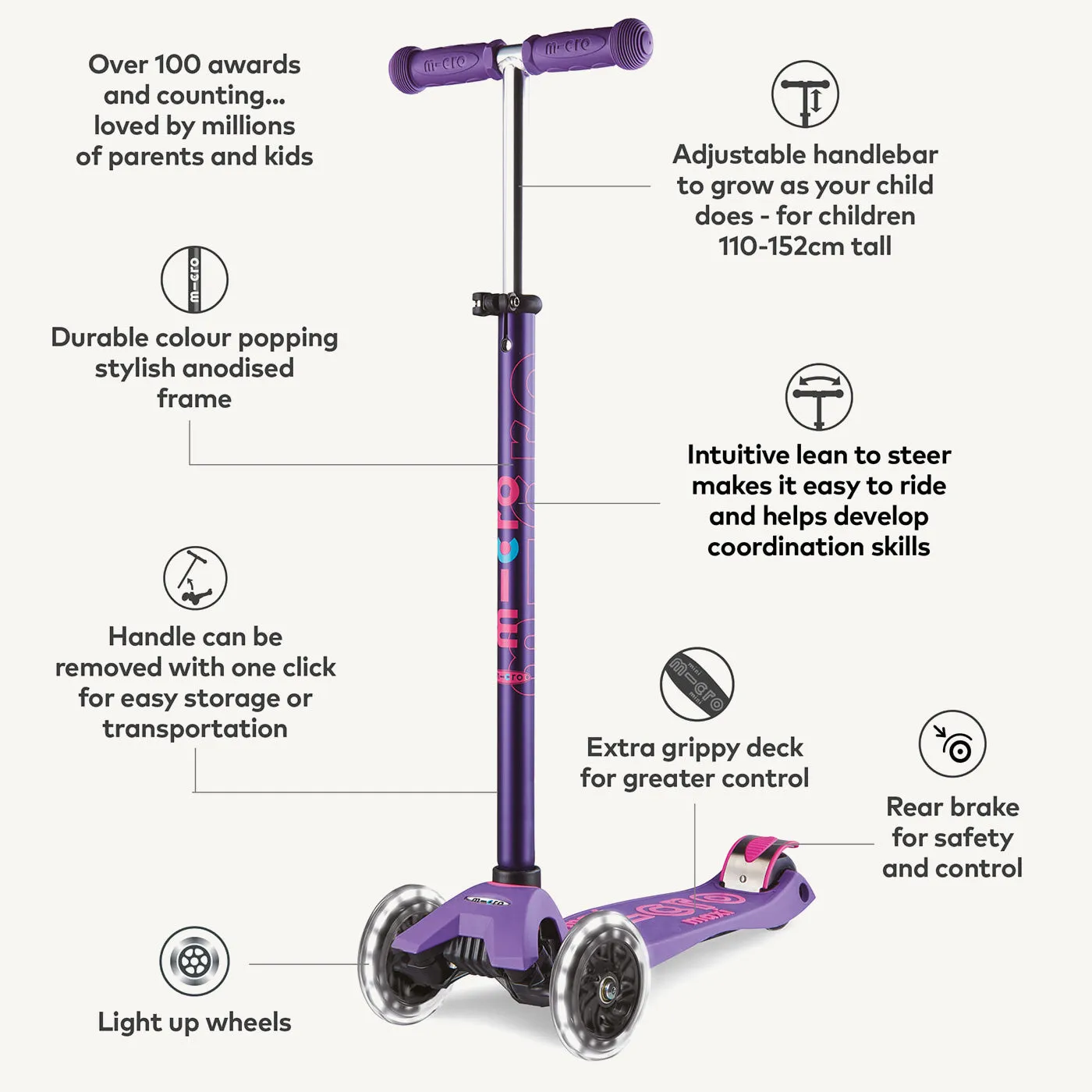 Micro Scooters Maxi Micro Scooter Deluxe LED - Purple