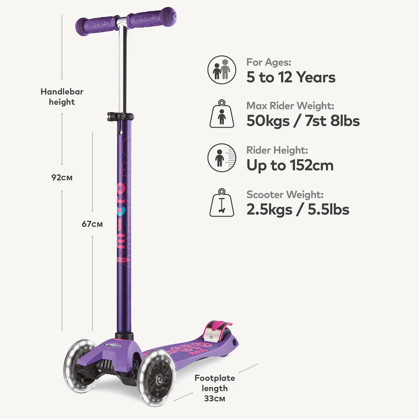 Micro Scooters Maxi Micro Scooter Deluxe LED - Purple