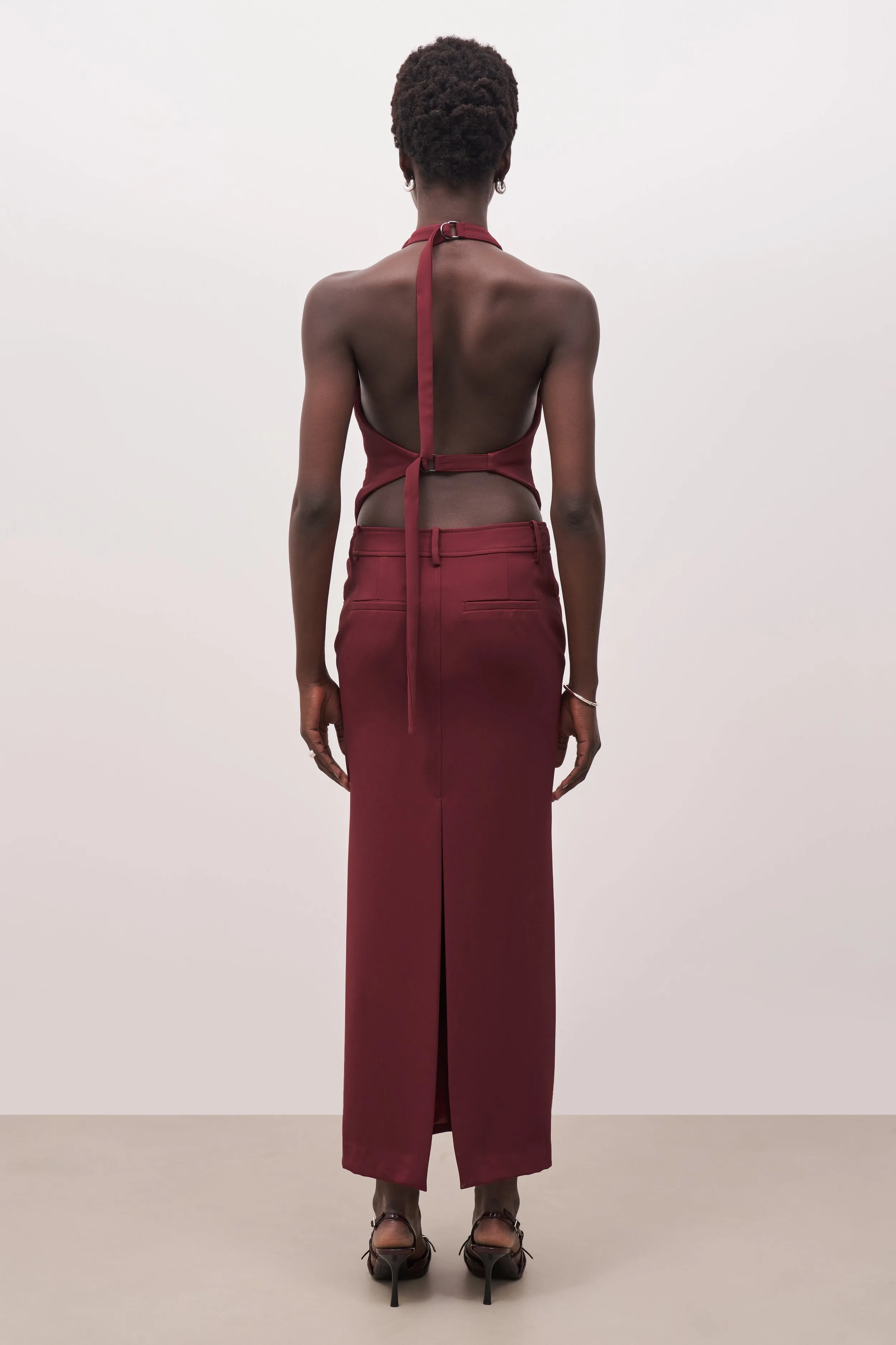 Mid Rise Effortless Maxi Skirt - Burgundy