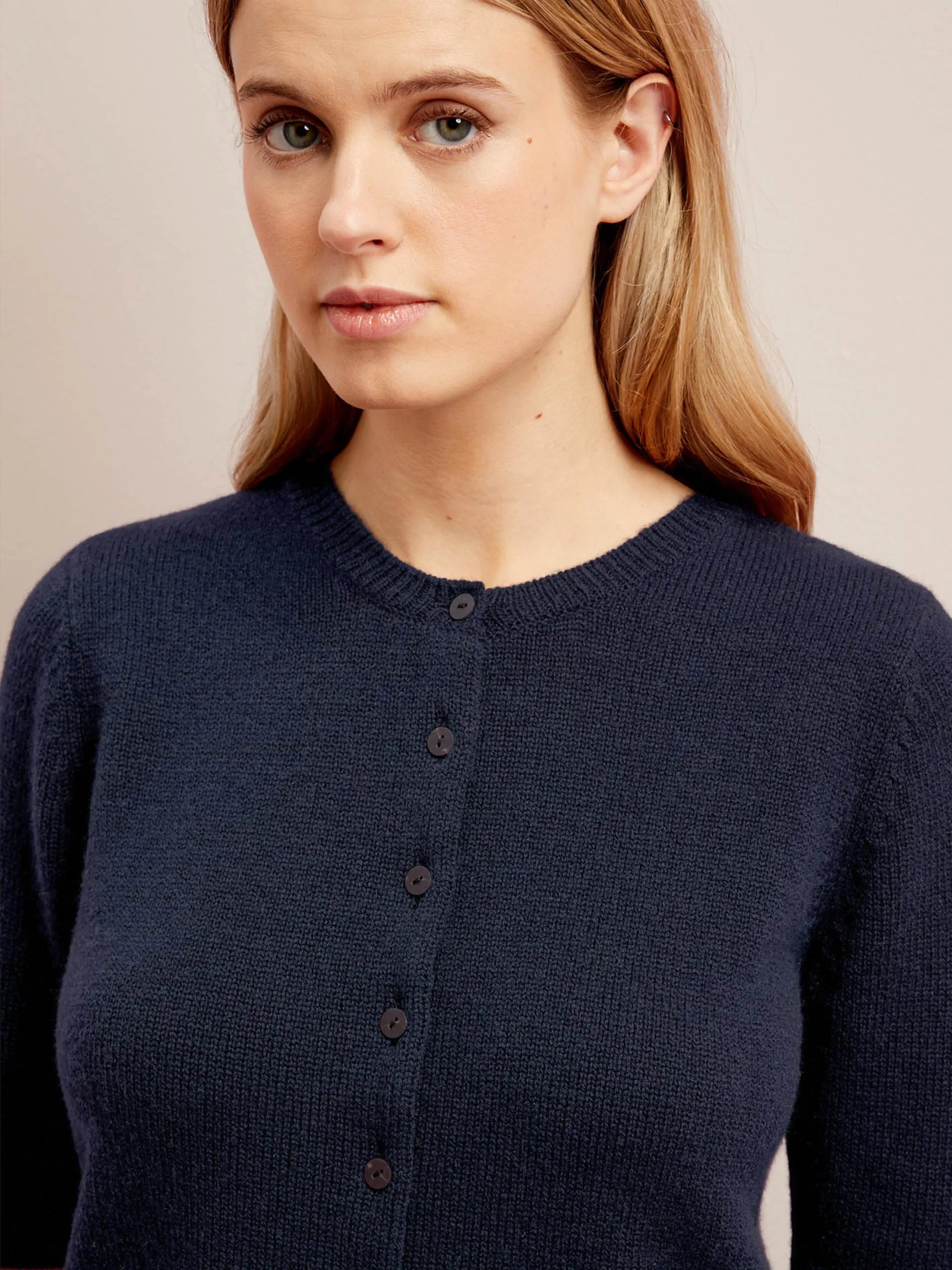 Navy Clara cashmere cardigan