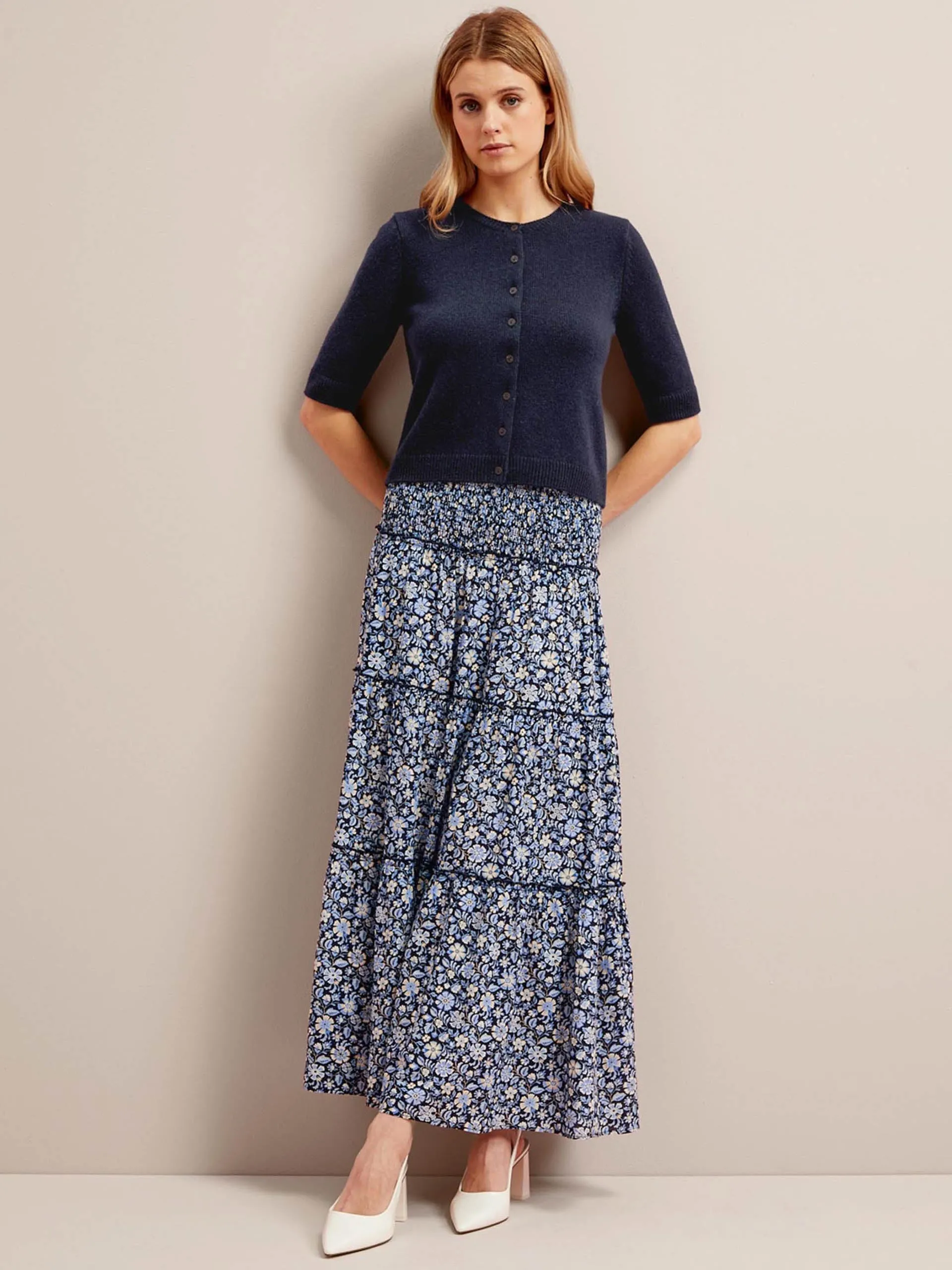 Navy Clara cashmere cardigan