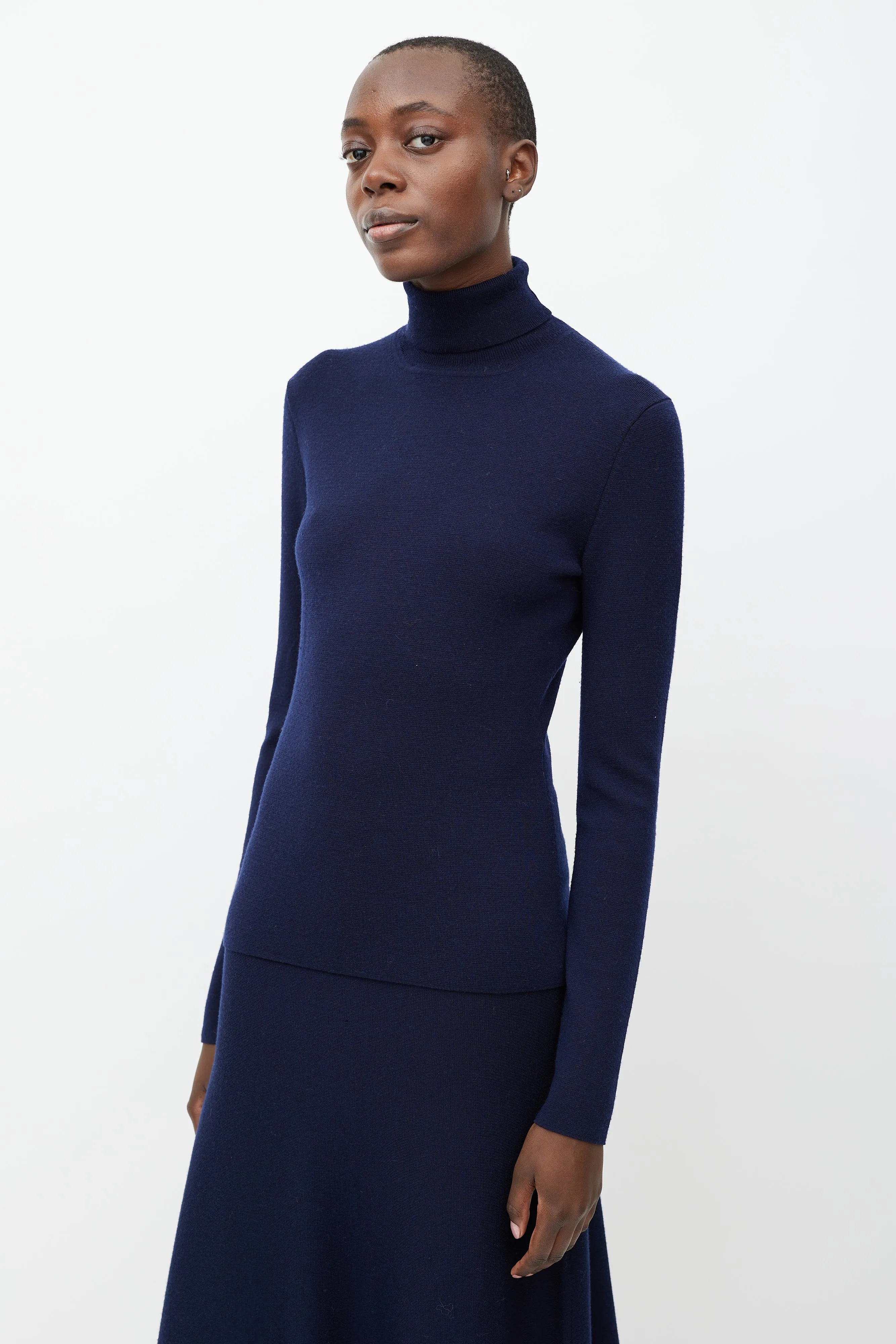 Navy Wool Sweater & Skirt Set
