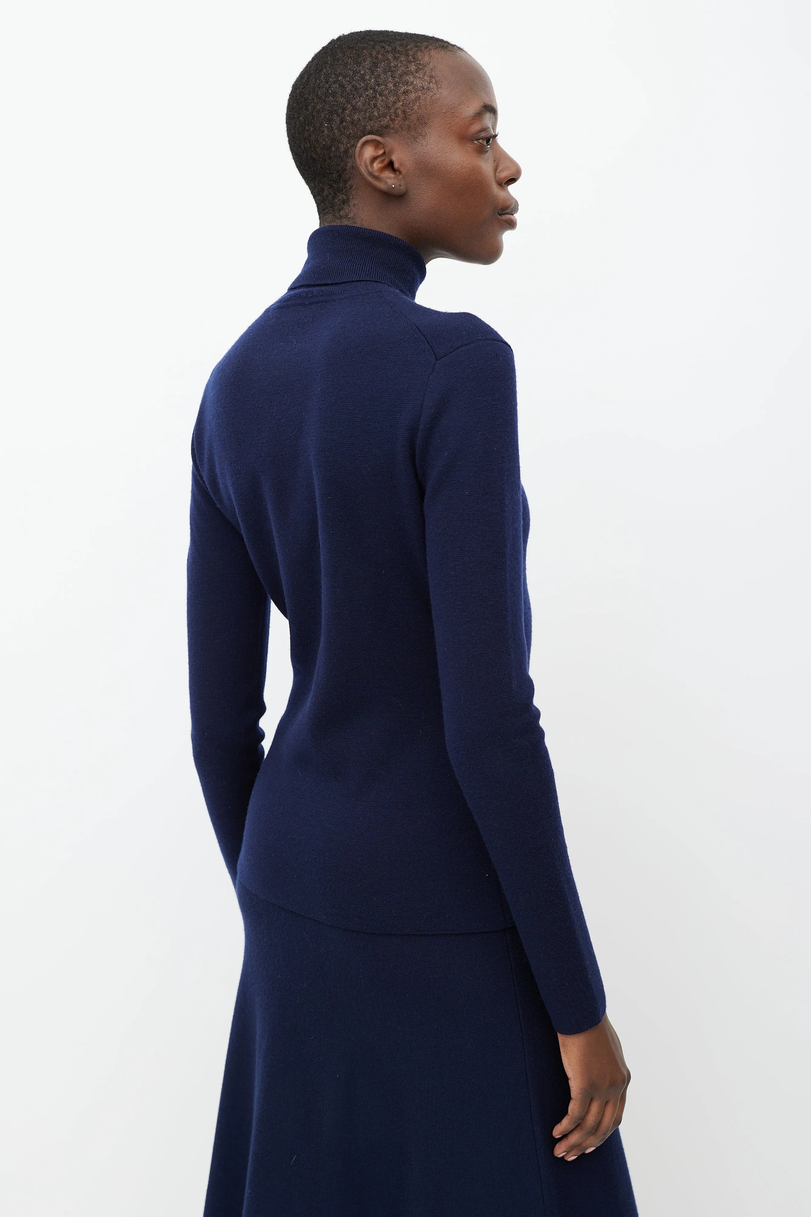 Navy Wool Sweater & Skirt Set