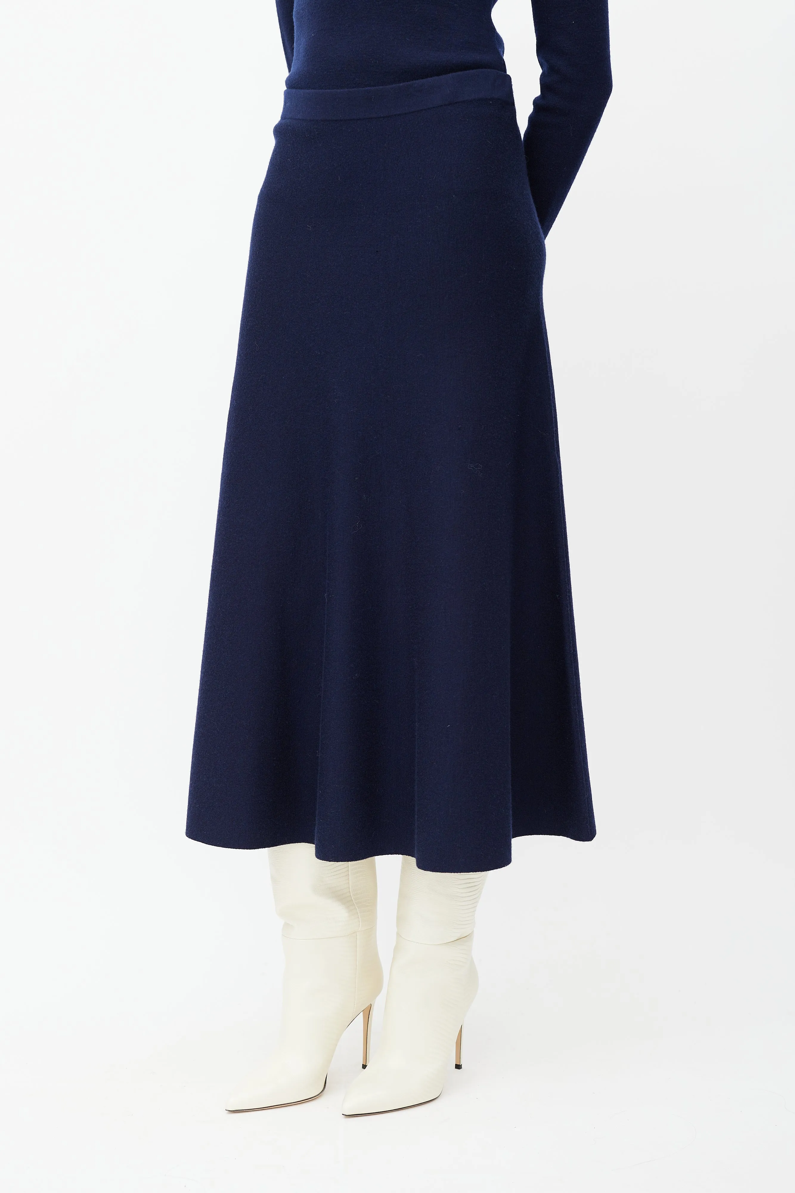 Navy Wool Sweater & Skirt Set