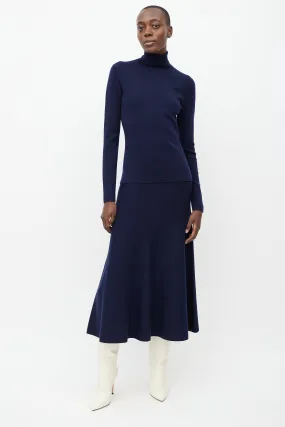 Navy Wool Sweater & Skirt Set