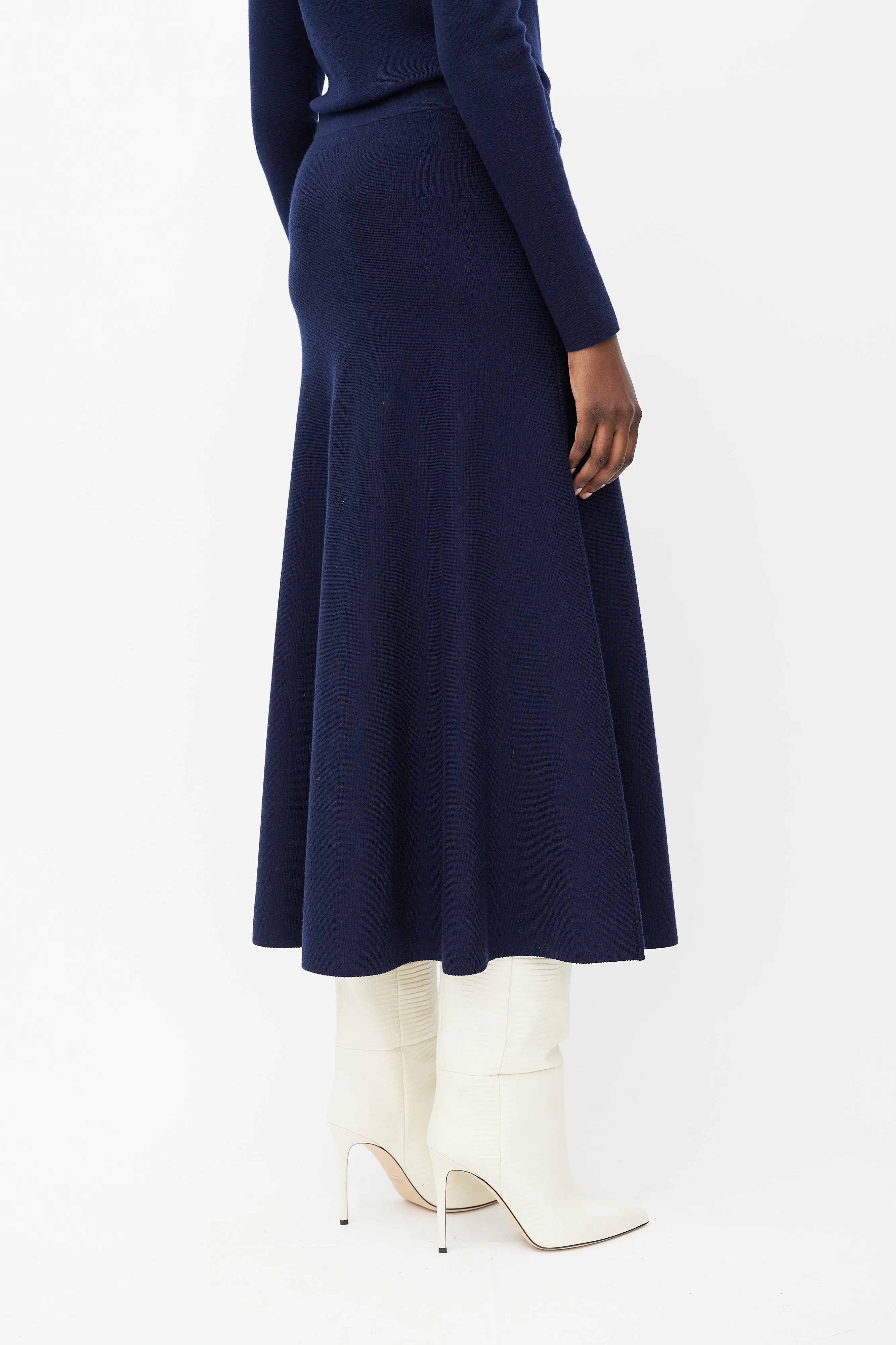 Navy Wool Sweater & Skirt Set