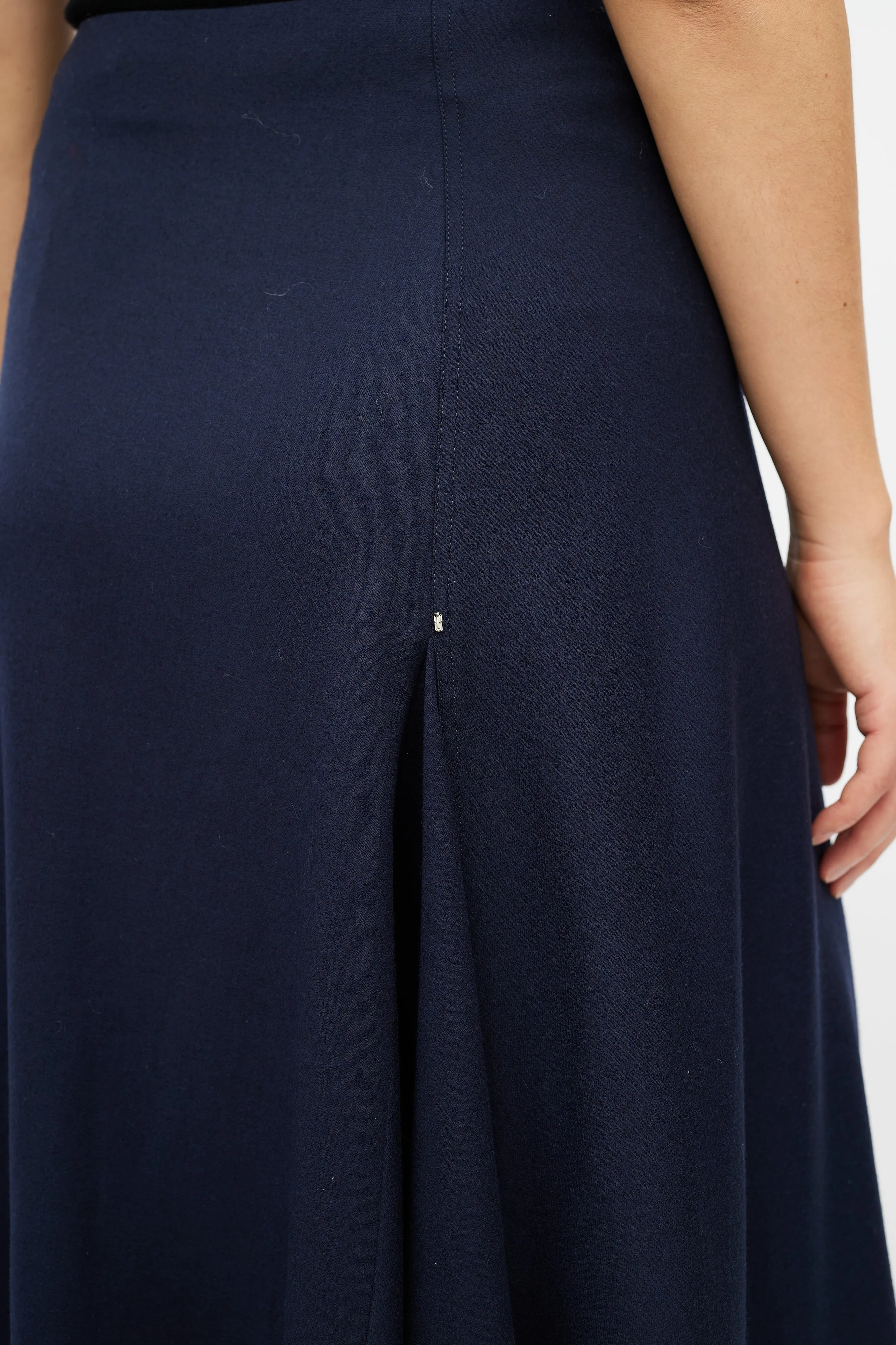 Navy Wool Zip Skirt