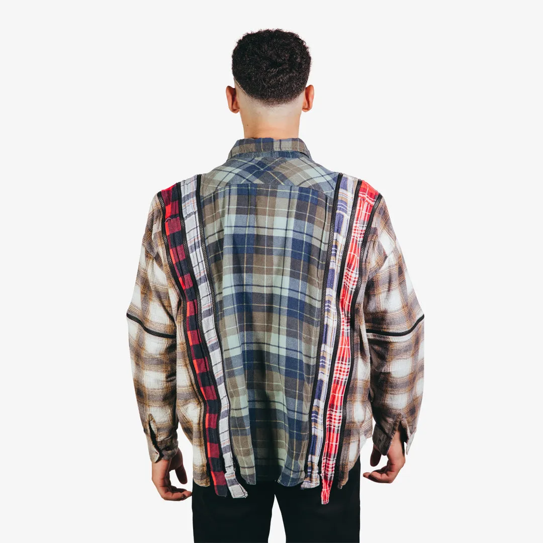 Needles Rebuild Flannel Shirt 7 Zip Wide Shirt Green/Multi - X SMALL