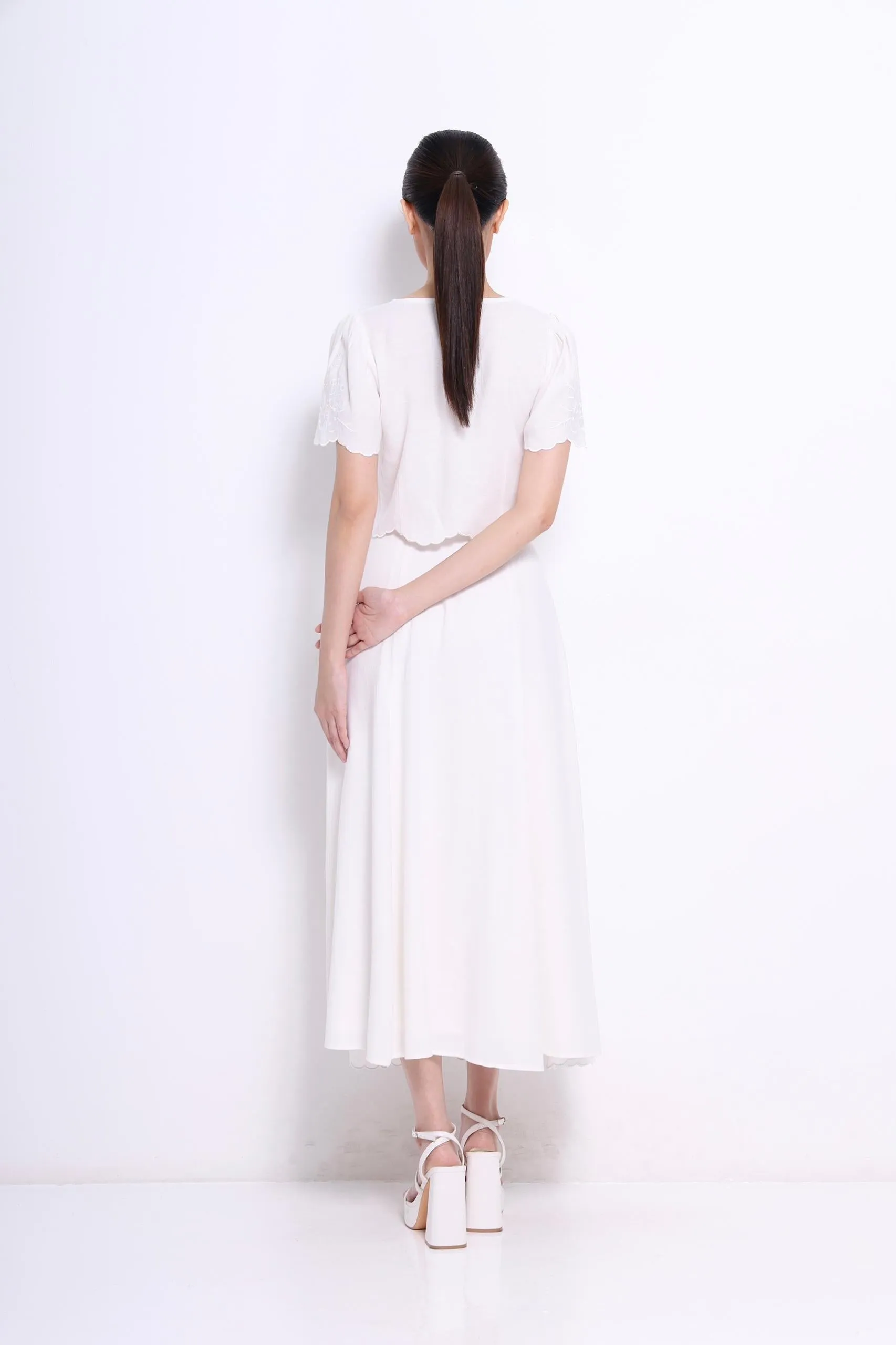 Nelly Scallop Hem Broderie Top