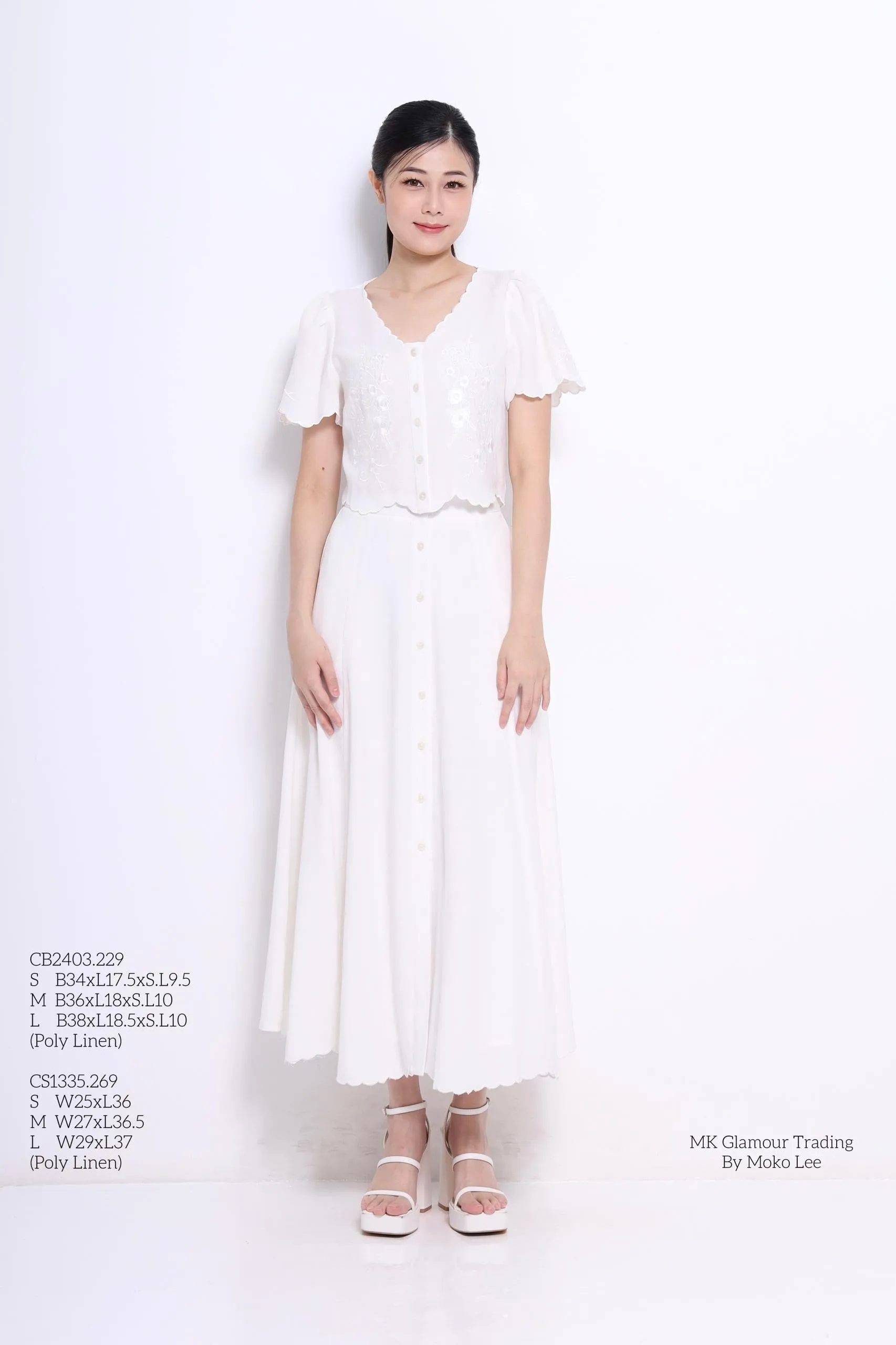 Nelly Scallop Hem Broderie Top