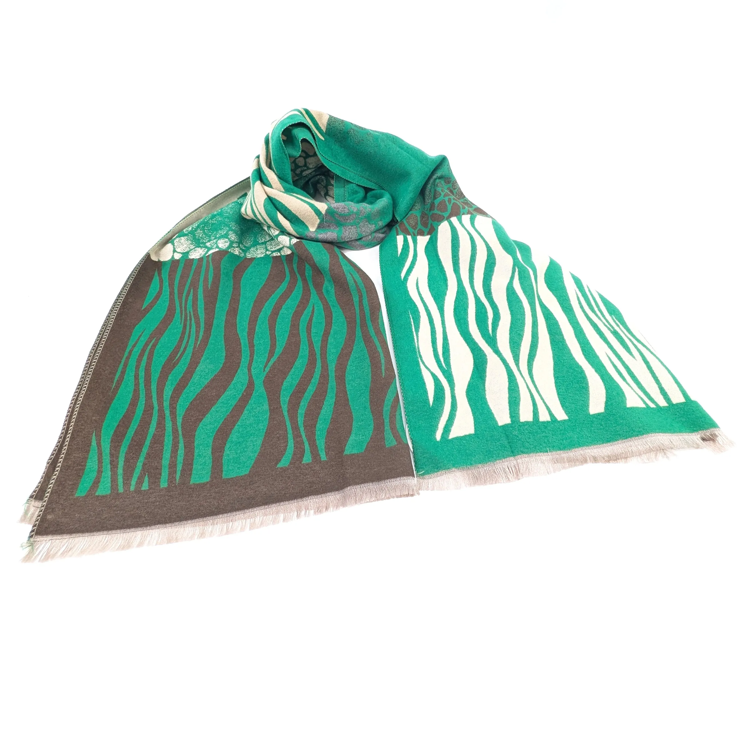 Obzor - Animal Print Boxes Scarf (65x180cm) - Green
