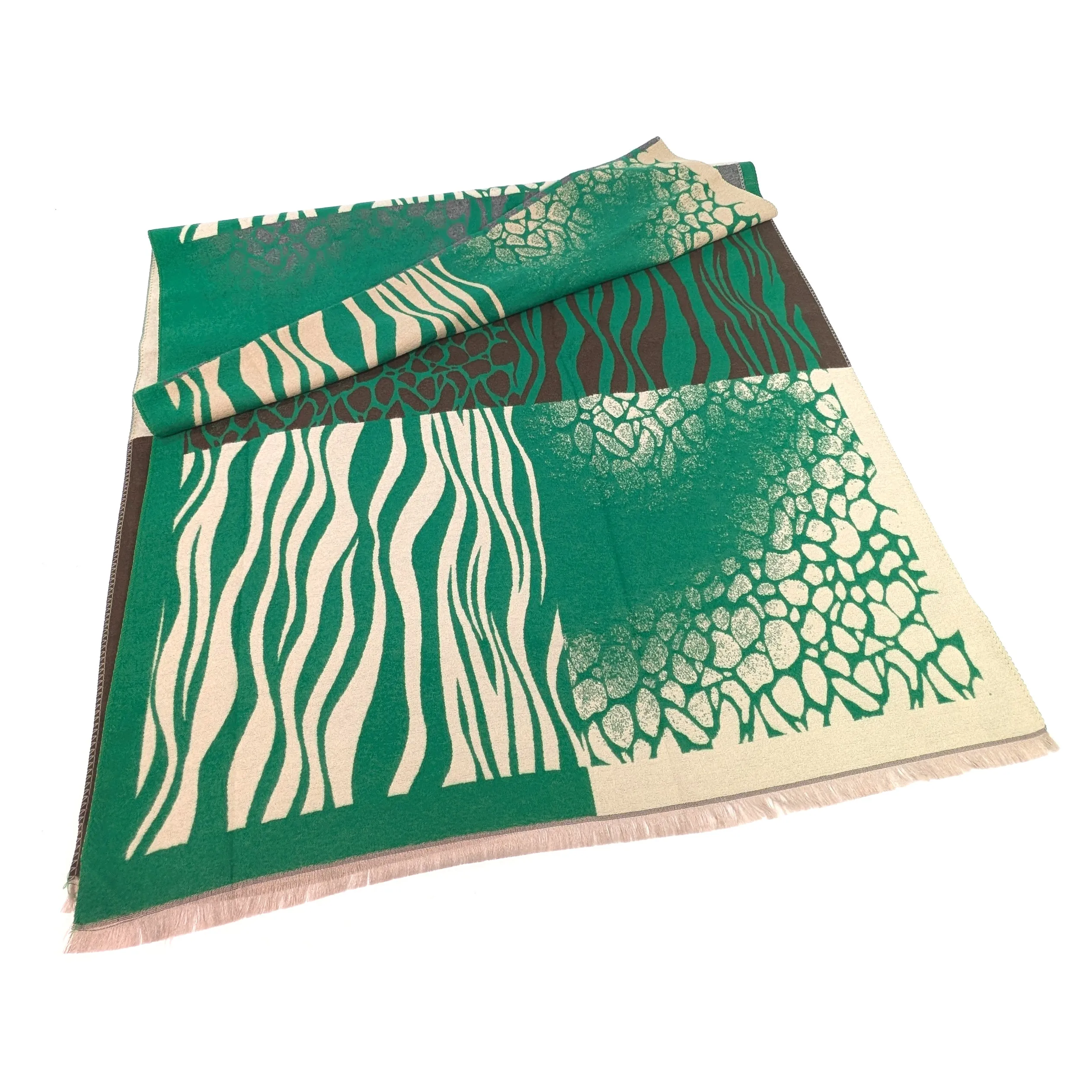 Obzor - Animal Print Boxes Scarf (65x180cm) - Green