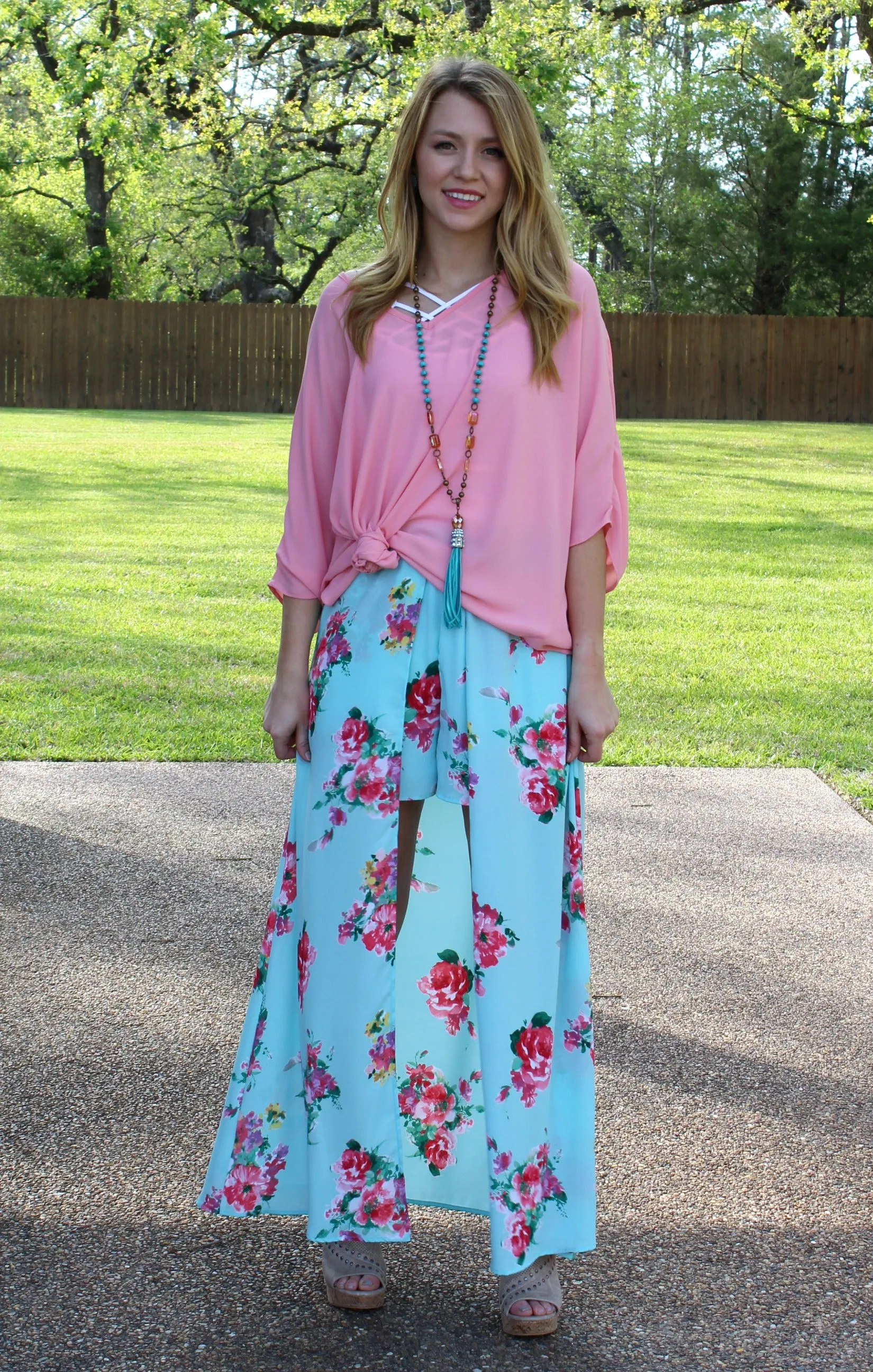 One in a Million Maxi Skort in Turquoise Floral
