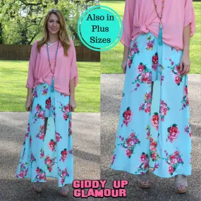 One in a Million Maxi Skort in Turquoise Floral