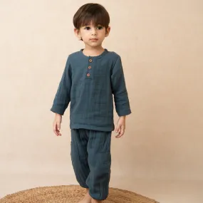 Organic Muslin Long Sleeve Henley T-Shirt