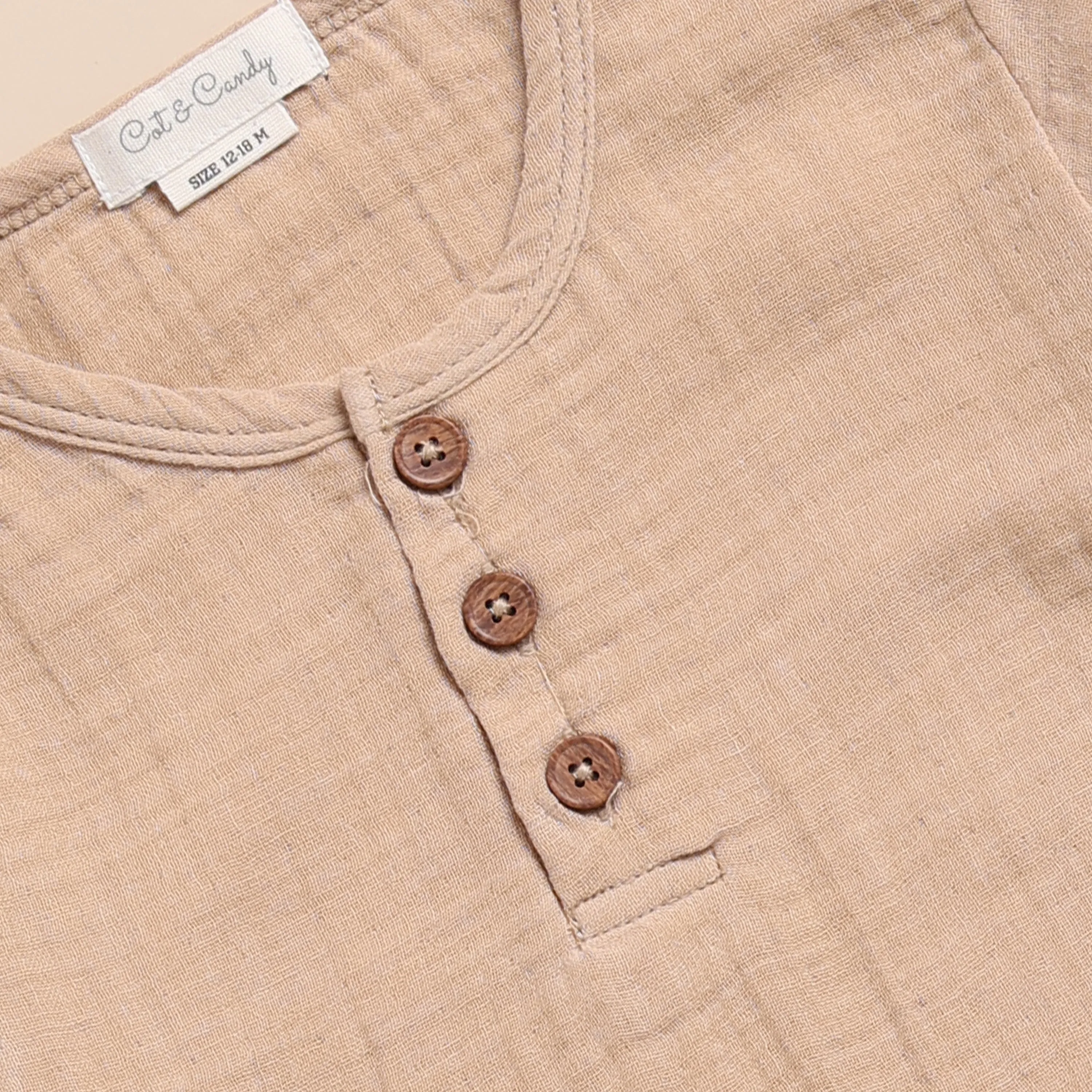 Organic Muslin Long Sleeve Henley T-Shirt