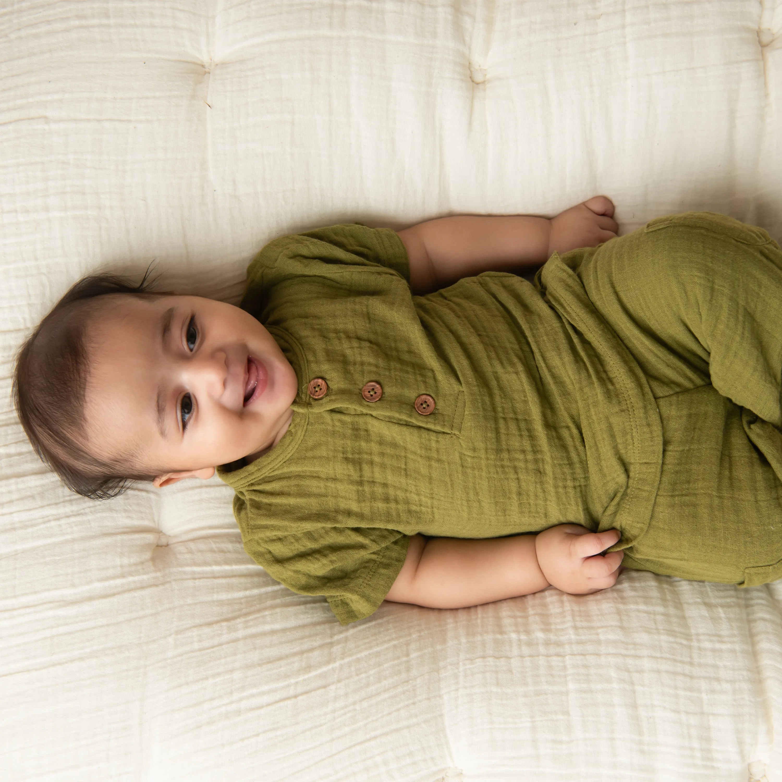 Organic Muslin Long Sleeve Henley T-Shirt
