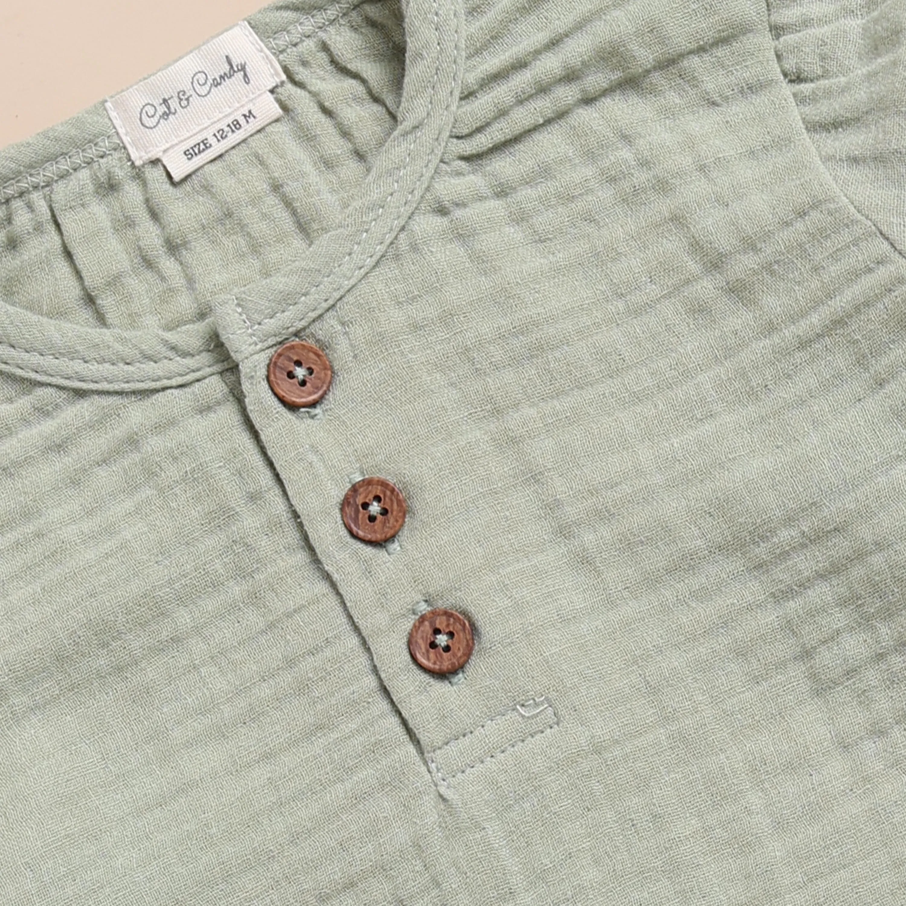 Organic Muslin Long Sleeve Henley T-Shirt