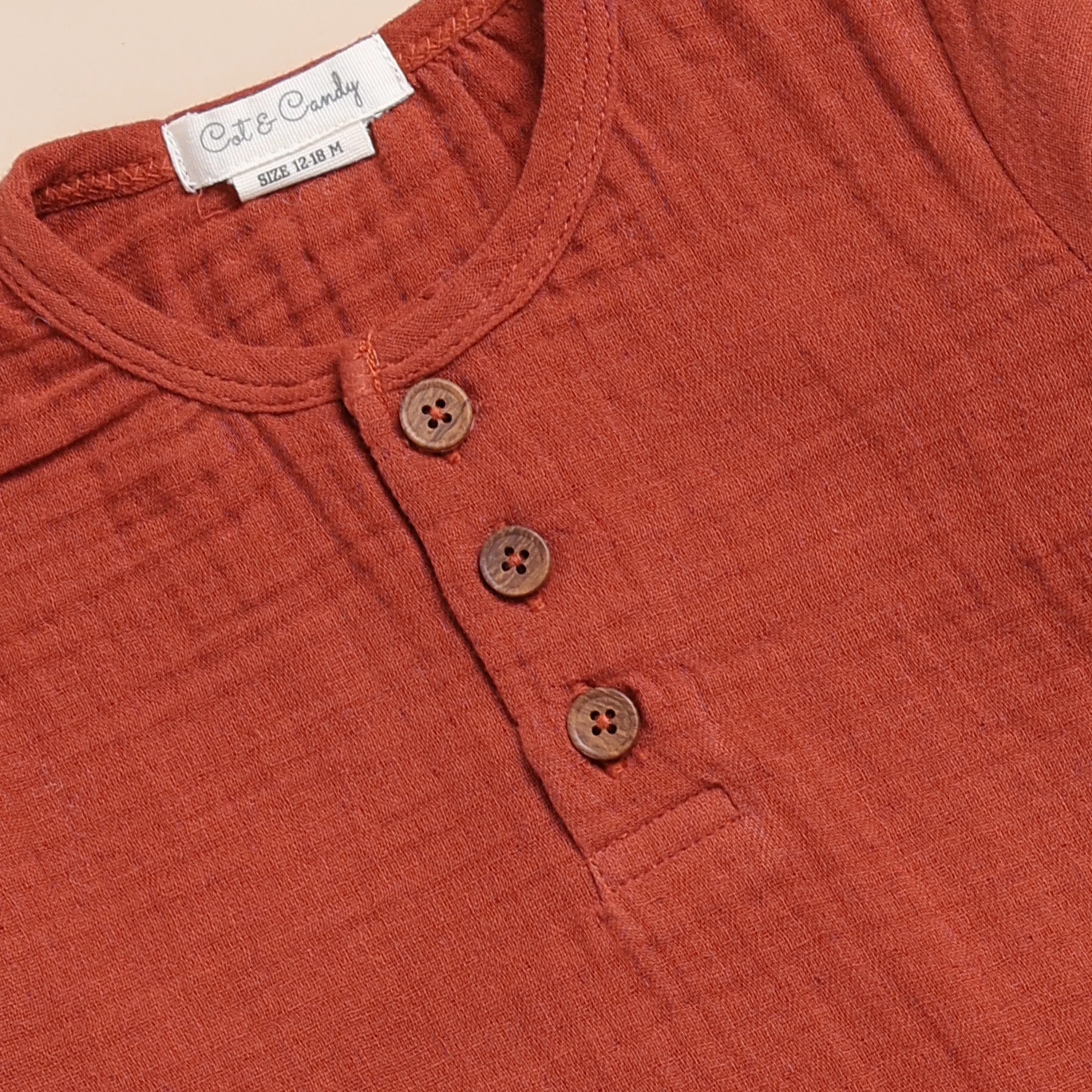 Organic Muslin Long Sleeve Henley T-Shirt