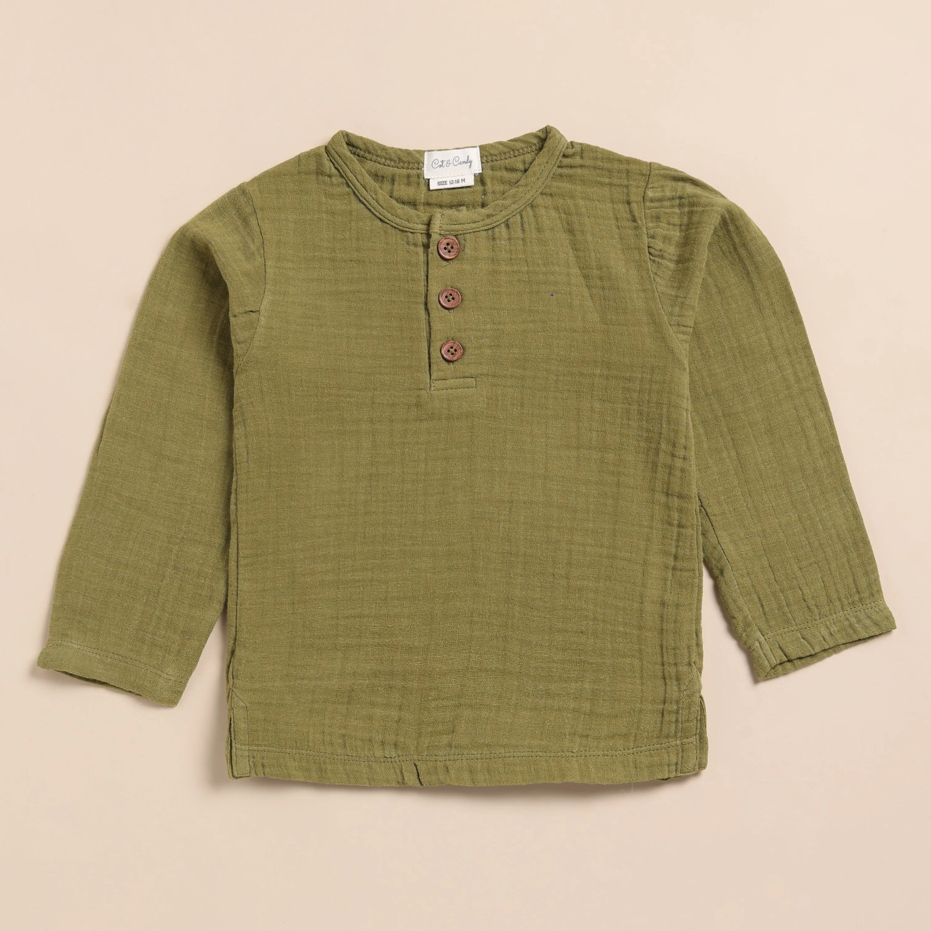 Organic Muslin Long Sleeve Henley T-Shirt