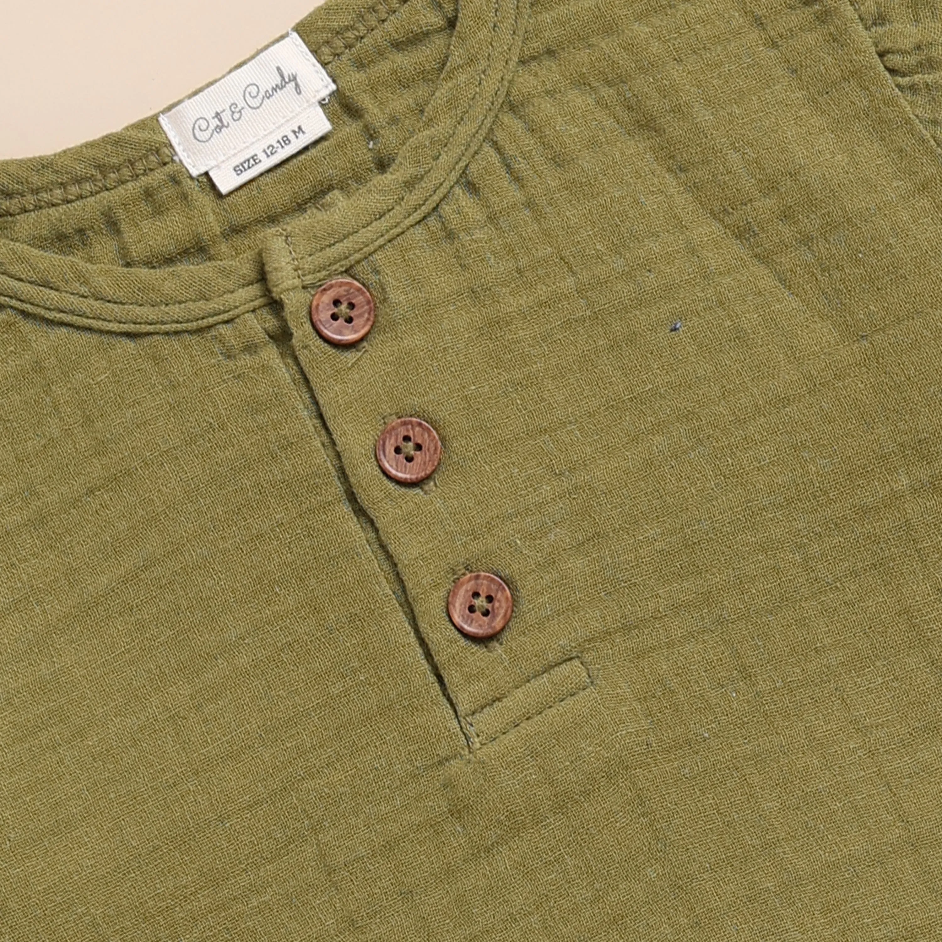 Organic Muslin Long Sleeve Henley T-Shirt