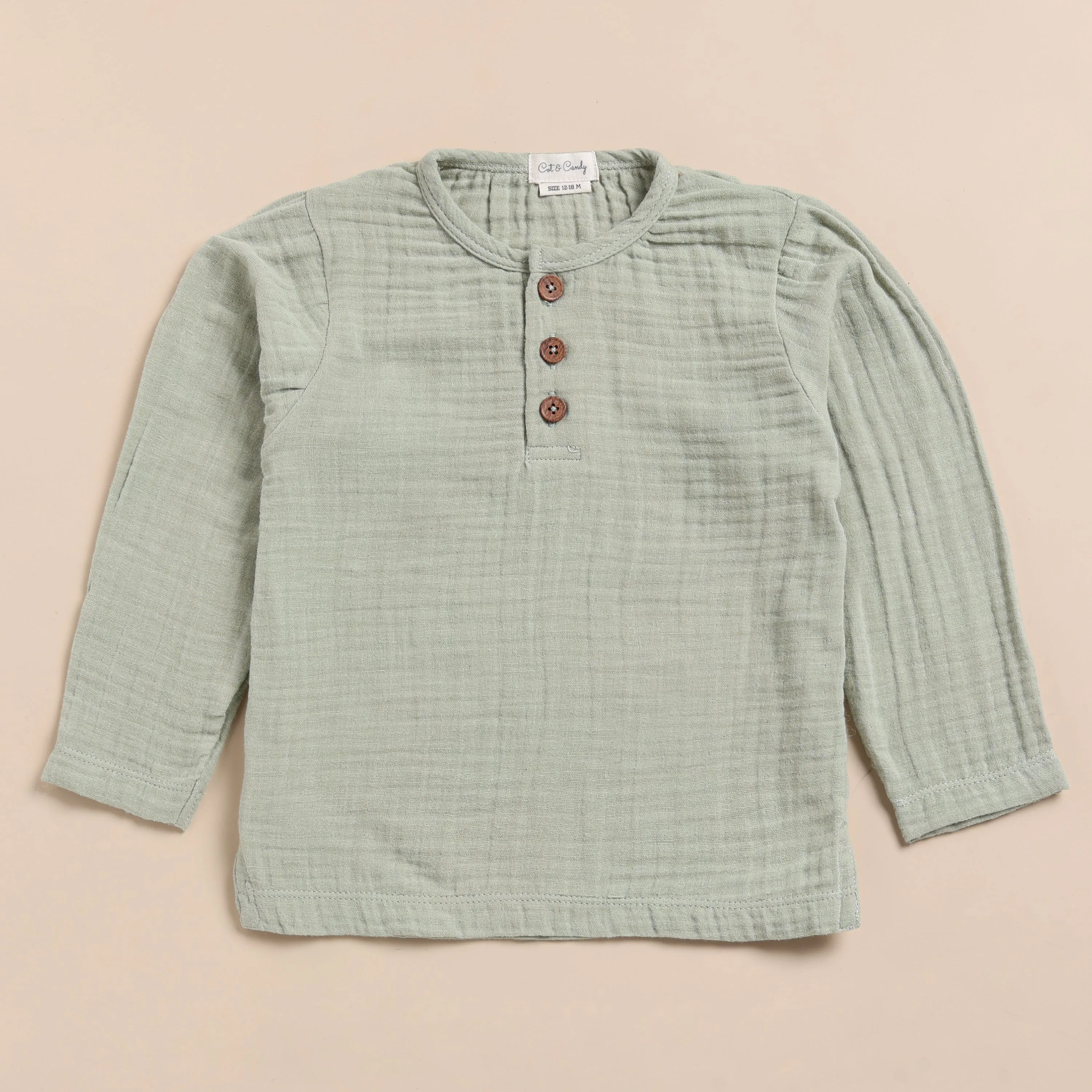 Organic Muslin Long Sleeve Henley T-Shirt