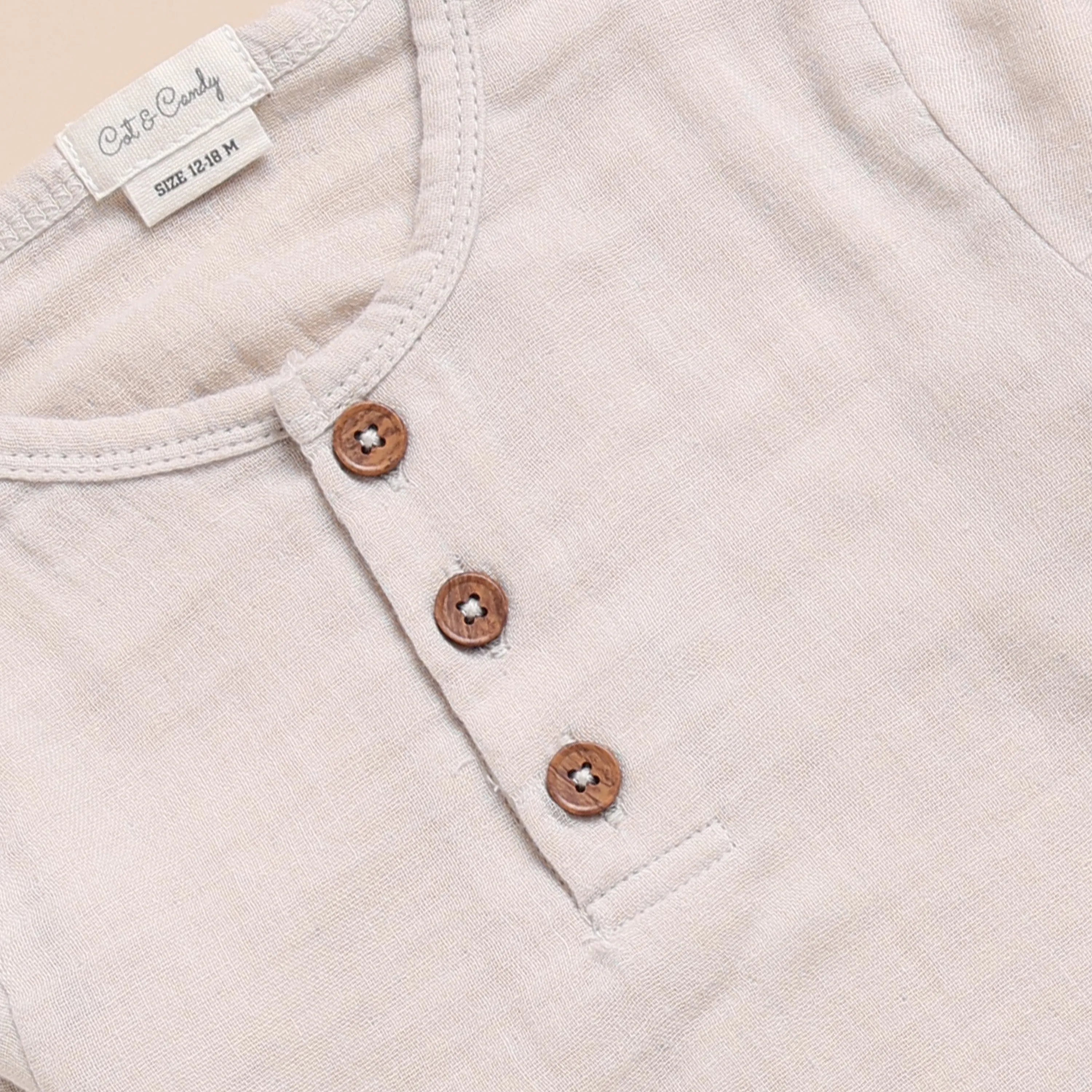 Organic Muslin Long Sleeve Henley T-Shirt