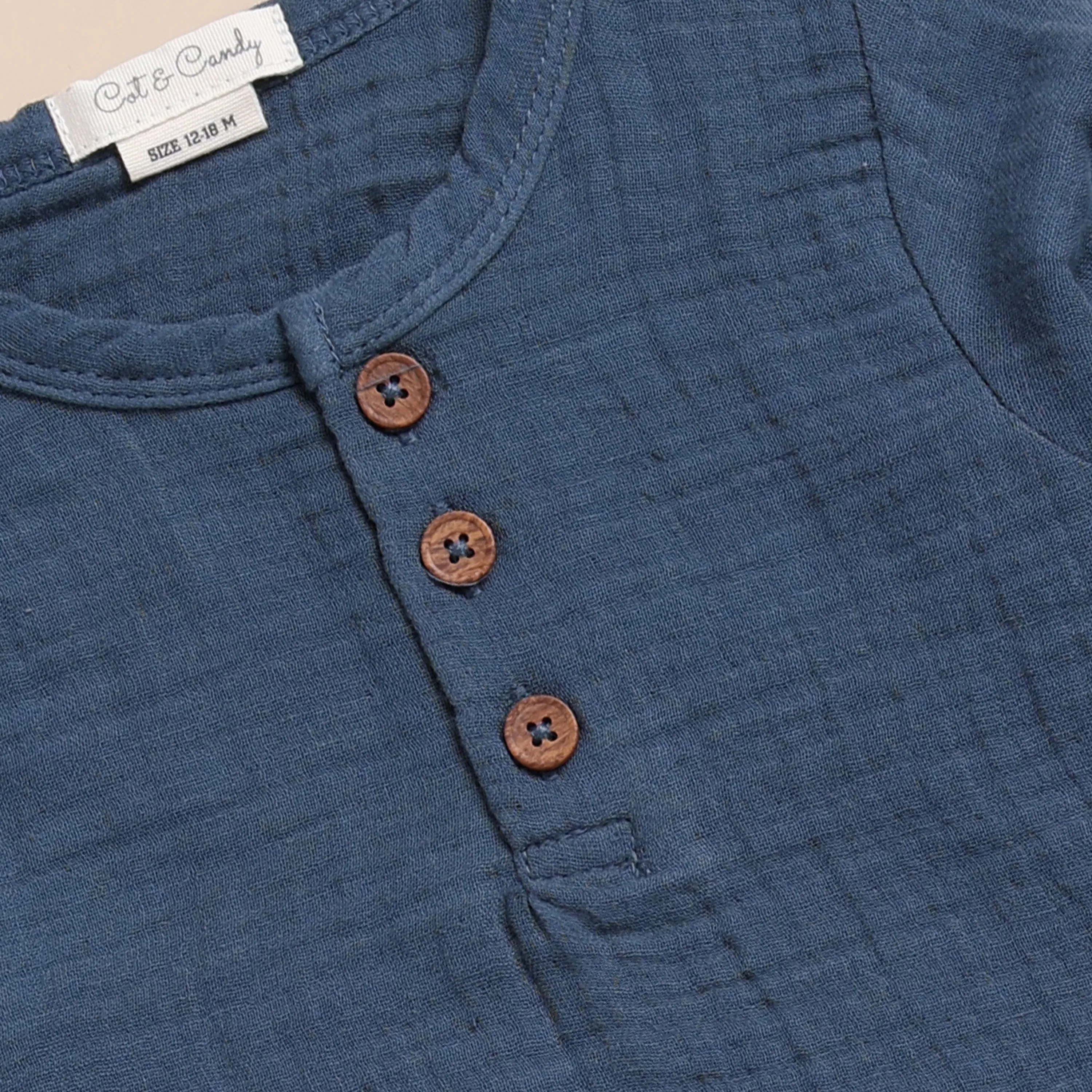 Organic Muslin Long Sleeve Henley T-Shirt