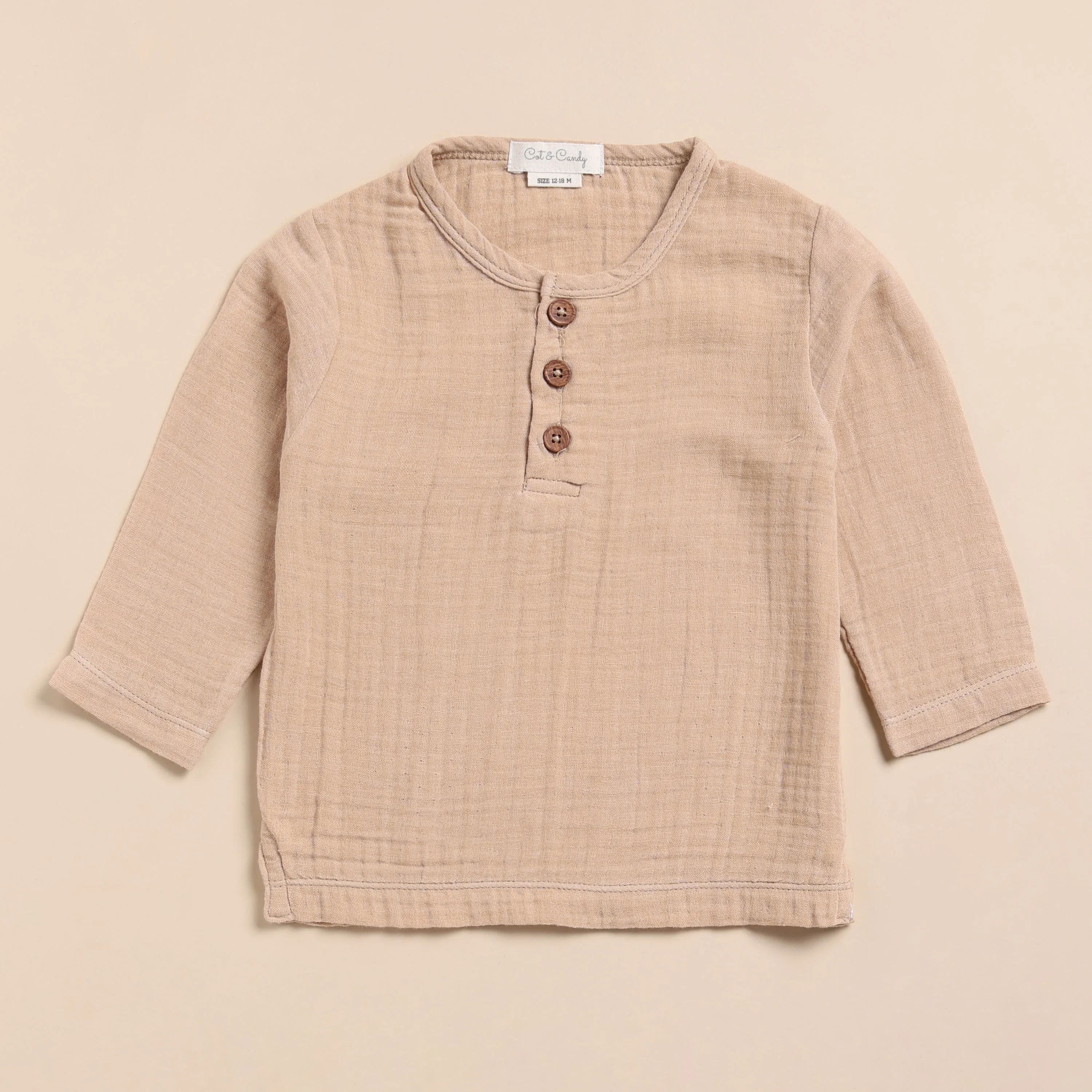 Organic Muslin Long Sleeve Henley T-Shirt