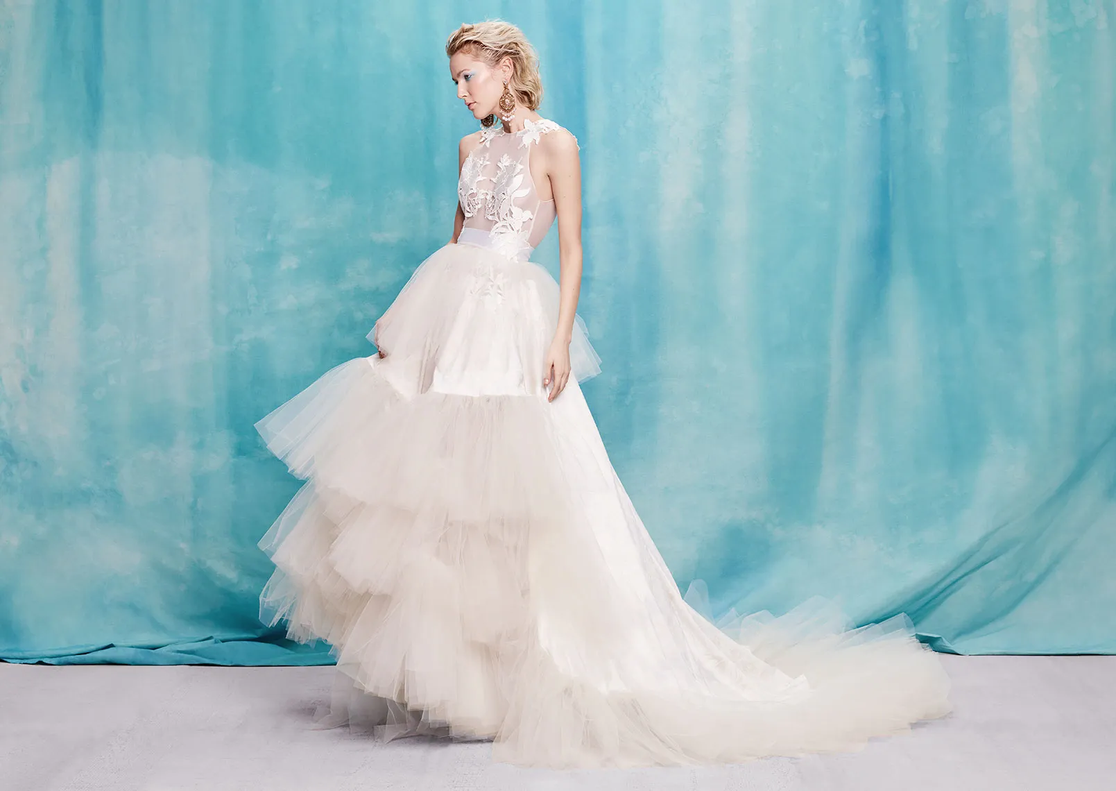Organza & Floral Jacquard Tulle Ballgown | Spring/Summer 18