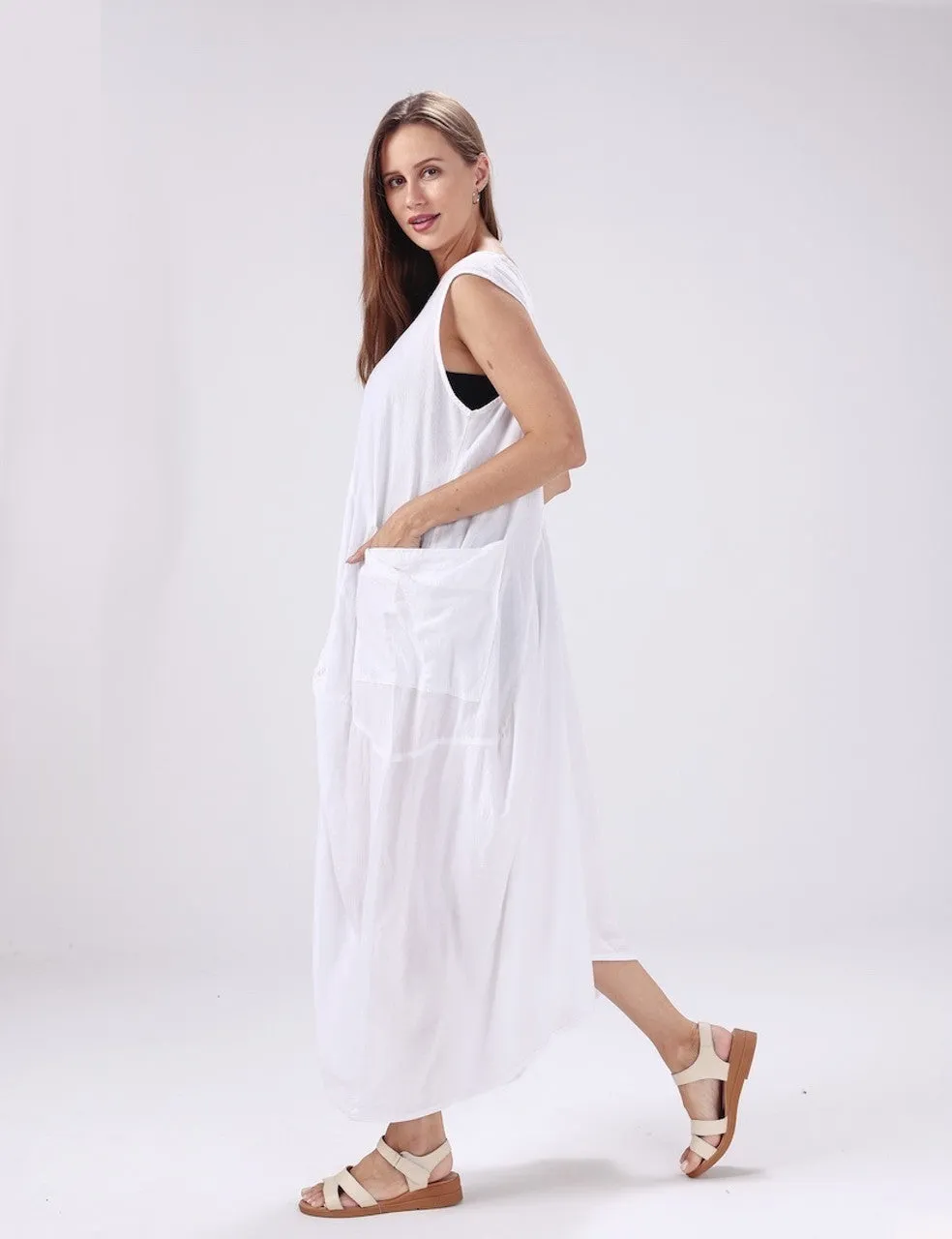 Over-Size Cotton Maxi Dress (One Size) (Only 1 White Left!)