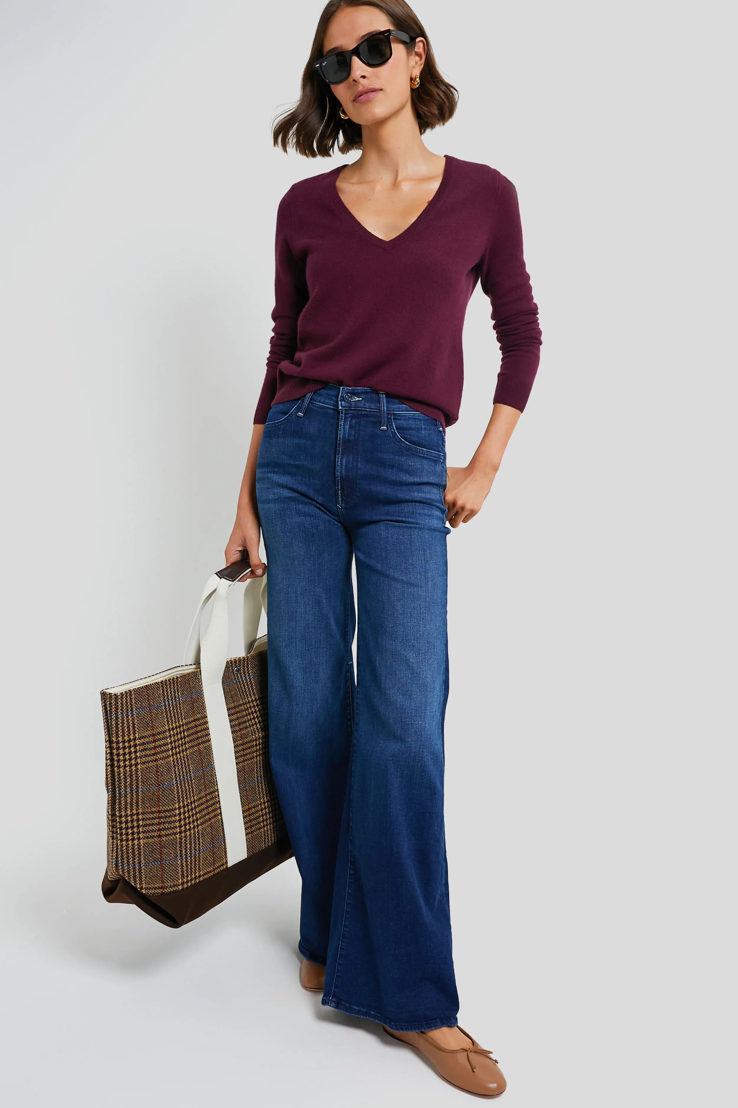 Oxblood Cashmere V-Neck Sweater