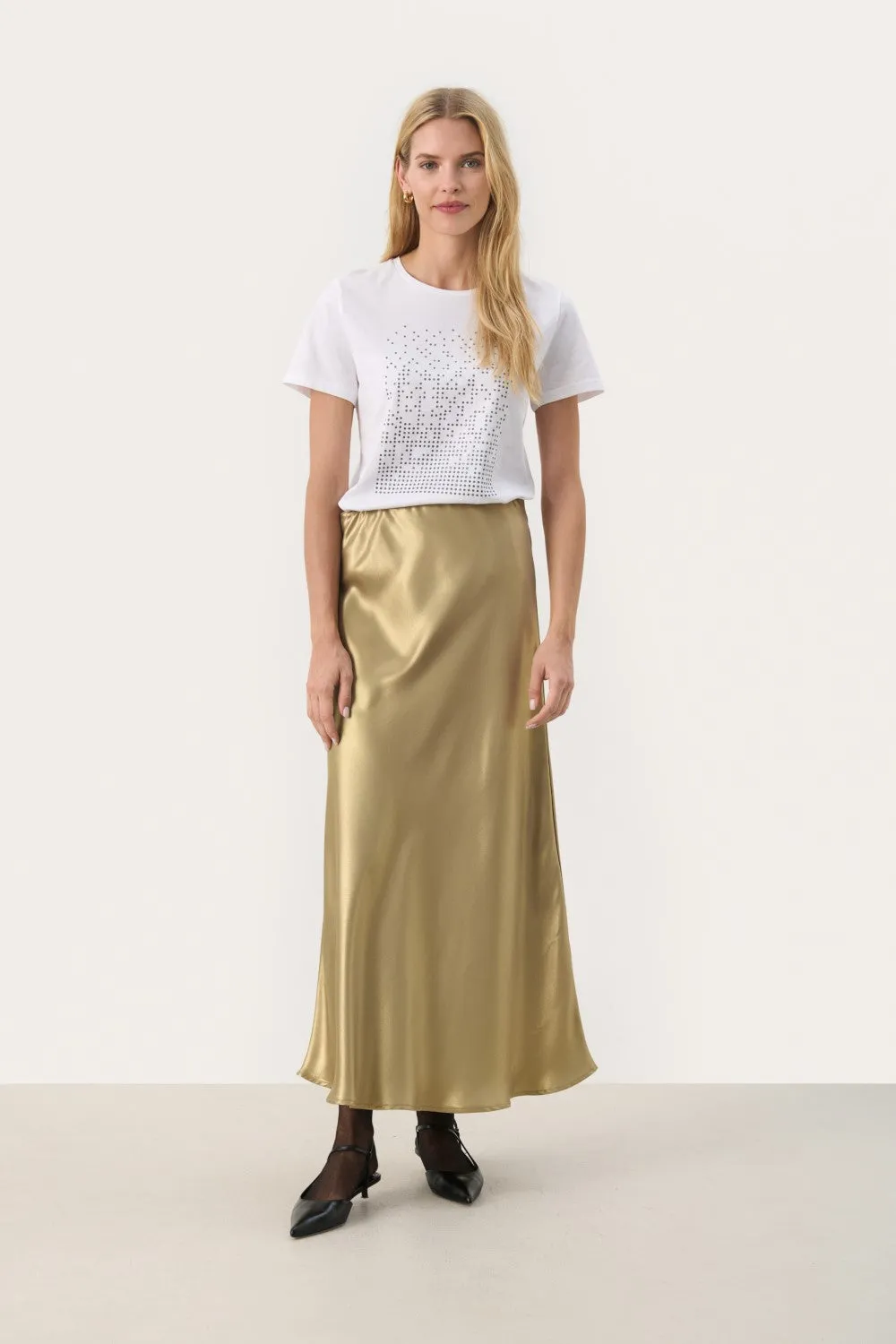 PART TWO LAURINAS GOLD METALLIC SKIRT