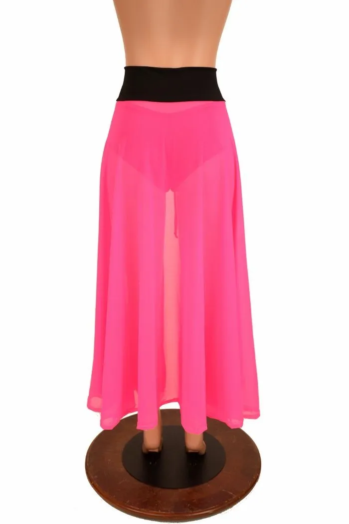 Pink Mesh Lace Up Front Skirt