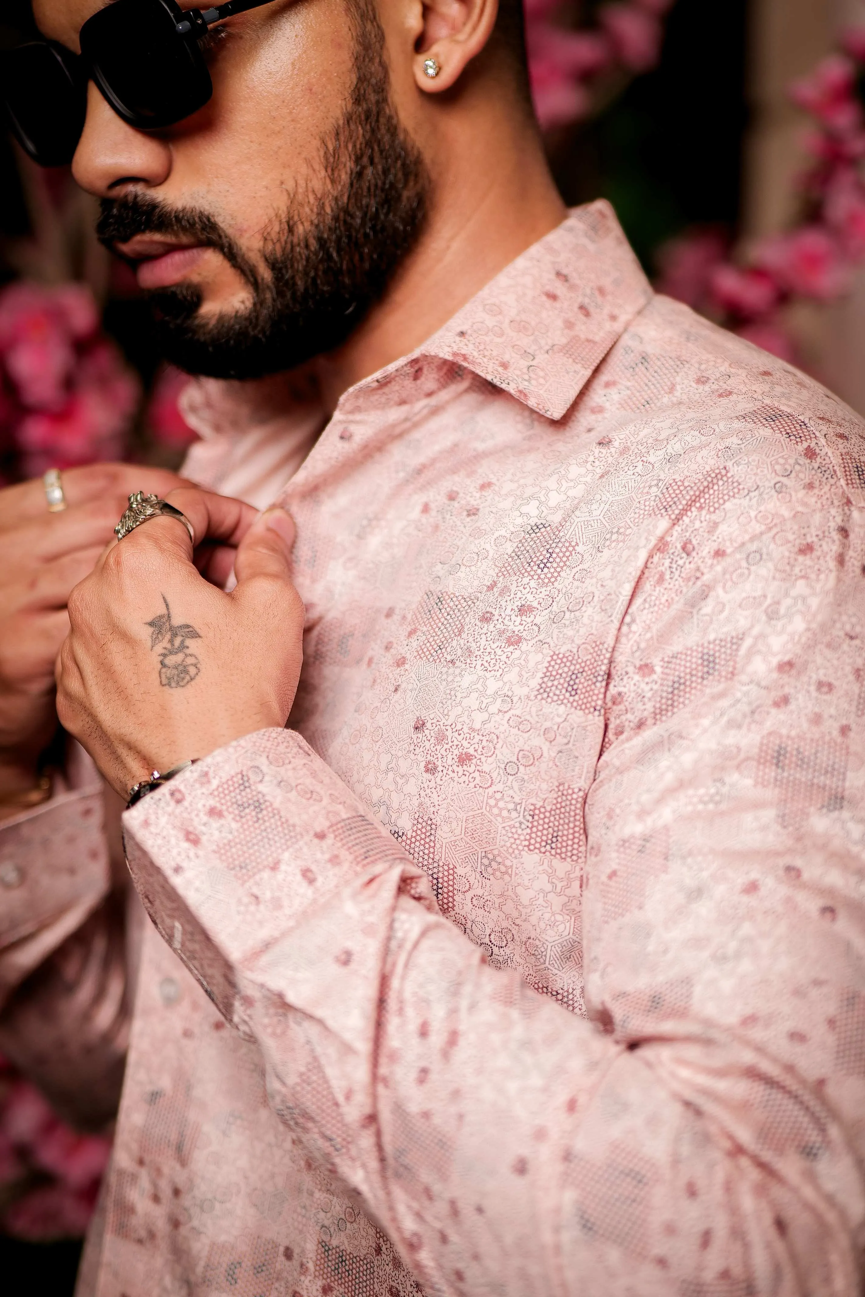 Pink Satin Print Premium Shirt