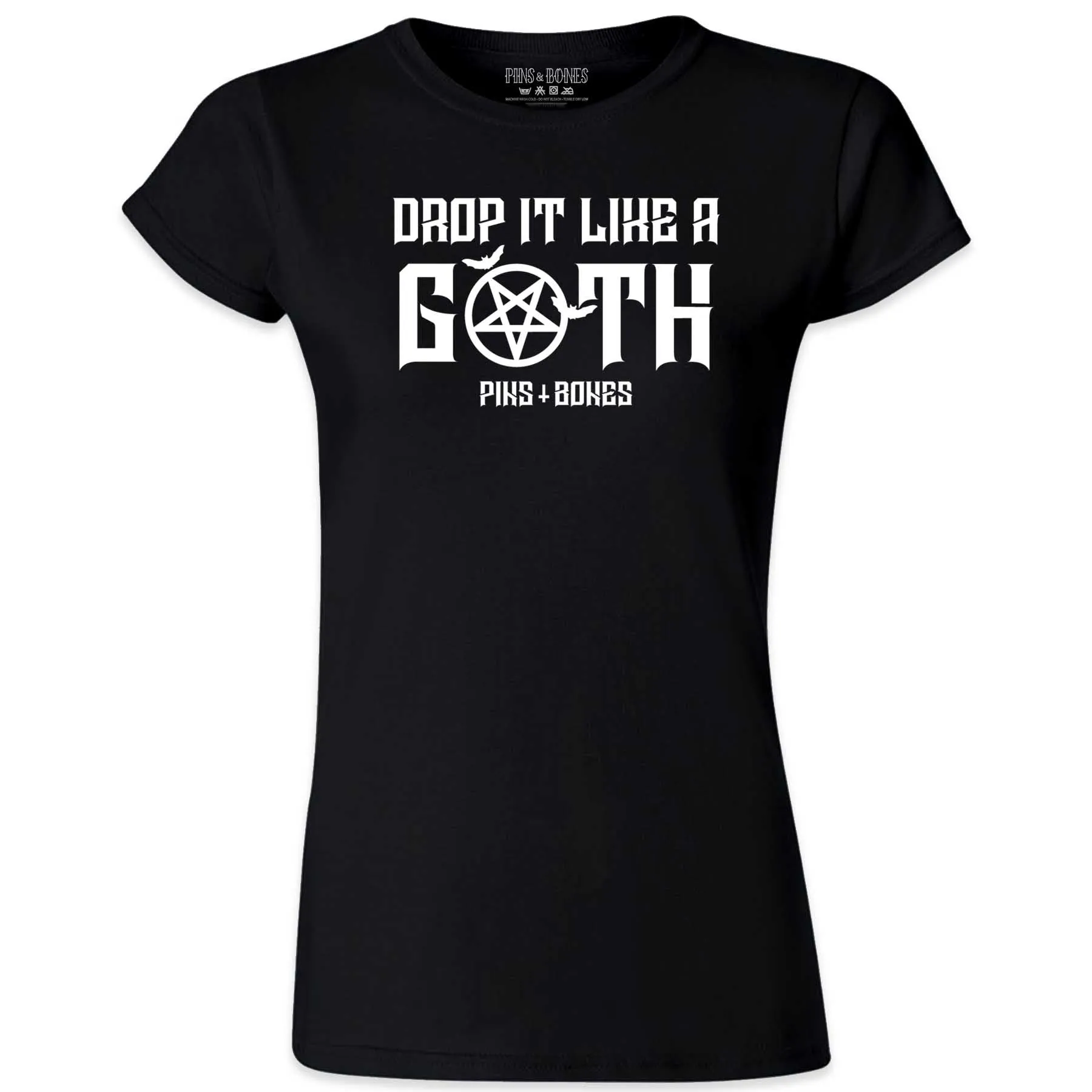 Pins & Bones Drop it like A Goth, Black Womens Gothic Fashion, Dark Apparel, Women Tee