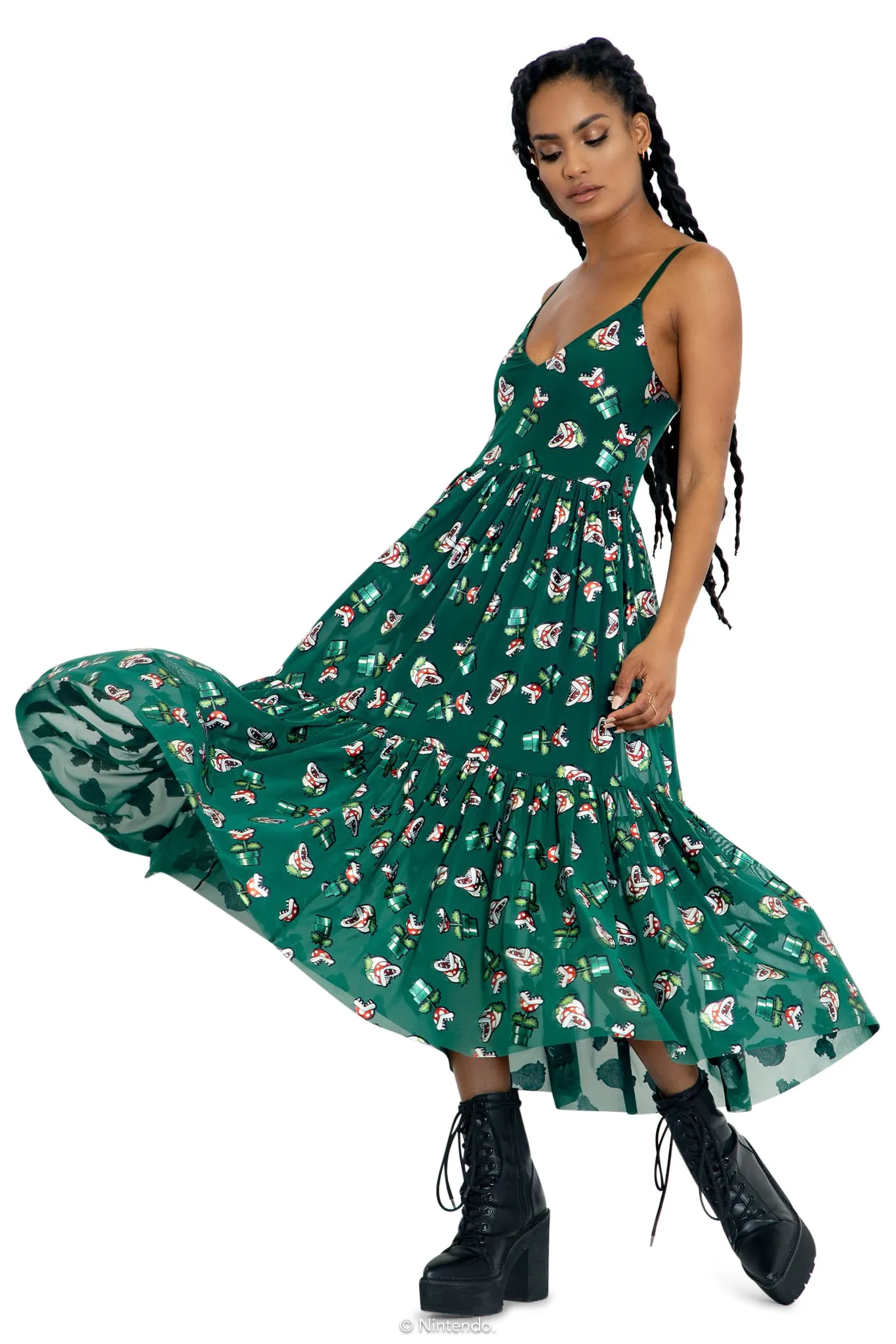 Piranha Plants Sheer Midaxi Dress