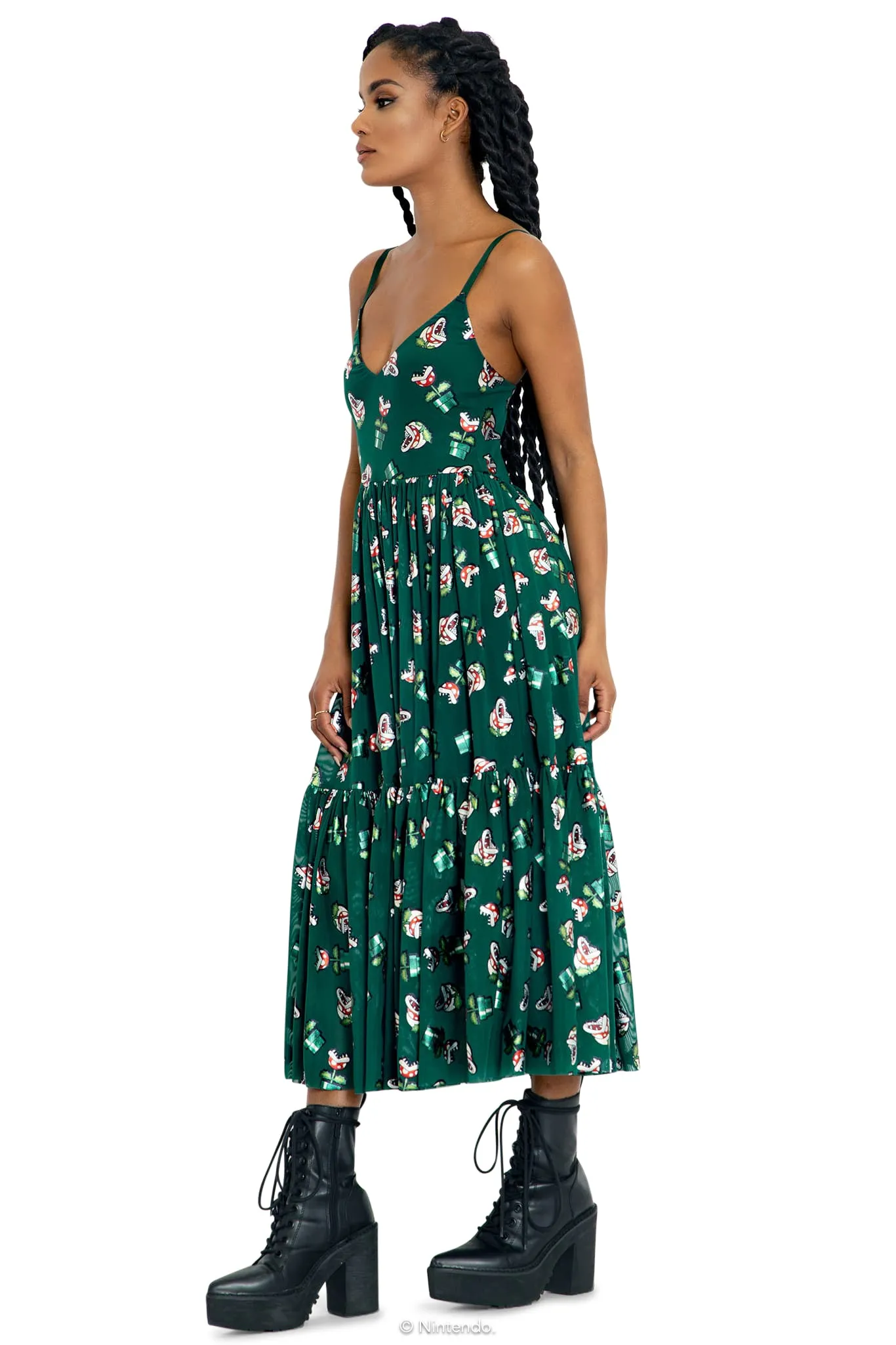 Piranha Plants Sheer Midaxi Dress