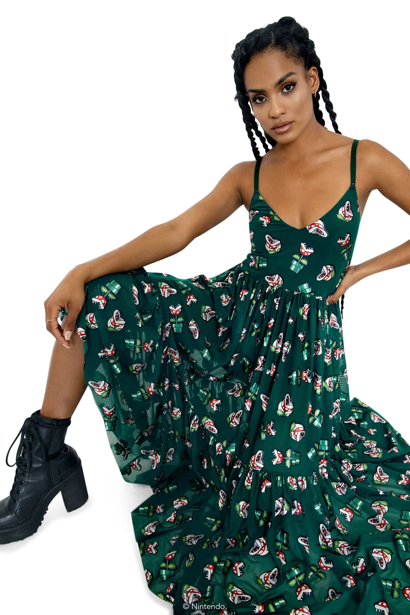 Piranha Plants Sheer Midaxi Dress
