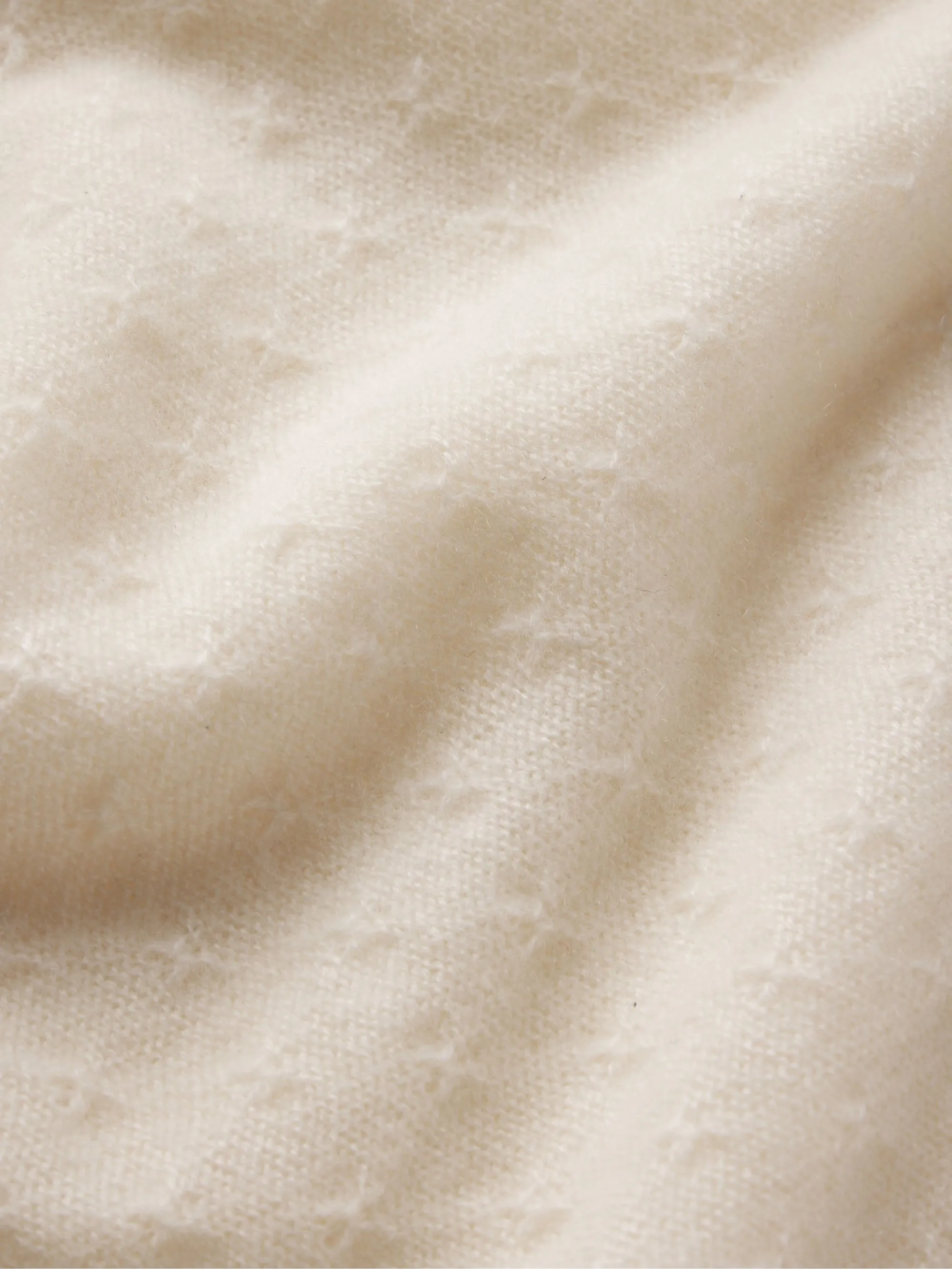 Pointelle Puff Sleeve Sweater -- Cream