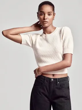Pointelle Puff Sleeve Sweater
