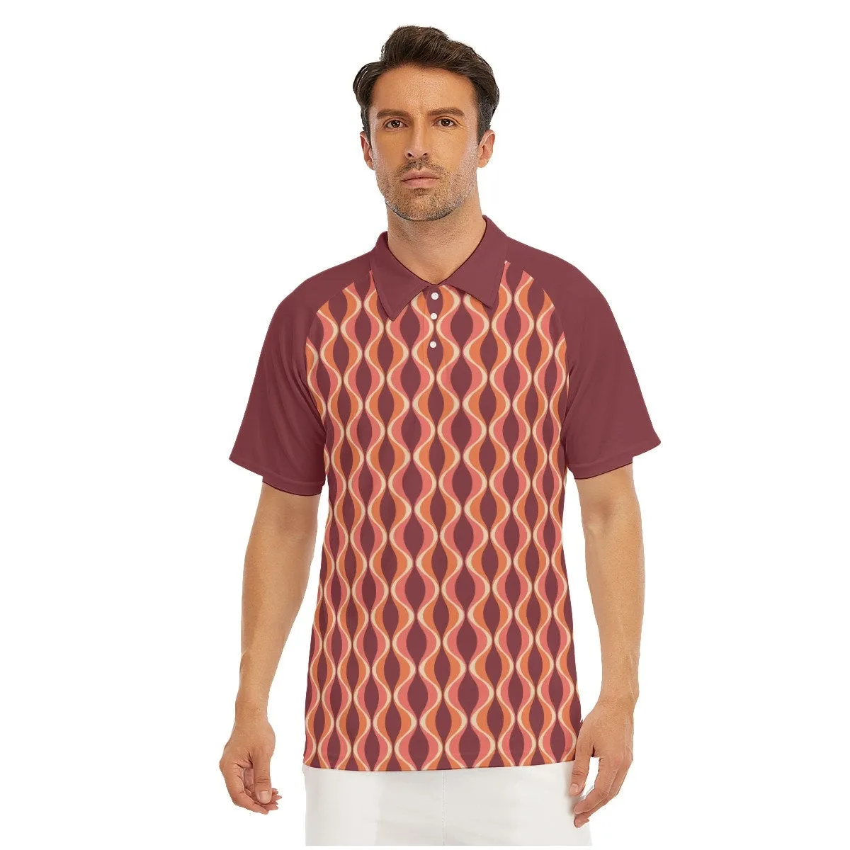 Polo Shirt, 60s Style Polo Shirt, Maroon Polo Shirt, Men's Polo Shirt, Men's 60s Style Shirt, Retro Tops, Retro Shirt Men
