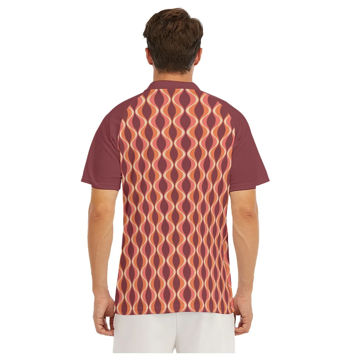 Polo Shirt, 60s Style Polo Shirt, Maroon Polo Shirt, Men's Polo Shirt, Men's 60s Style Shirt, Retro Tops, Retro Shirt Men