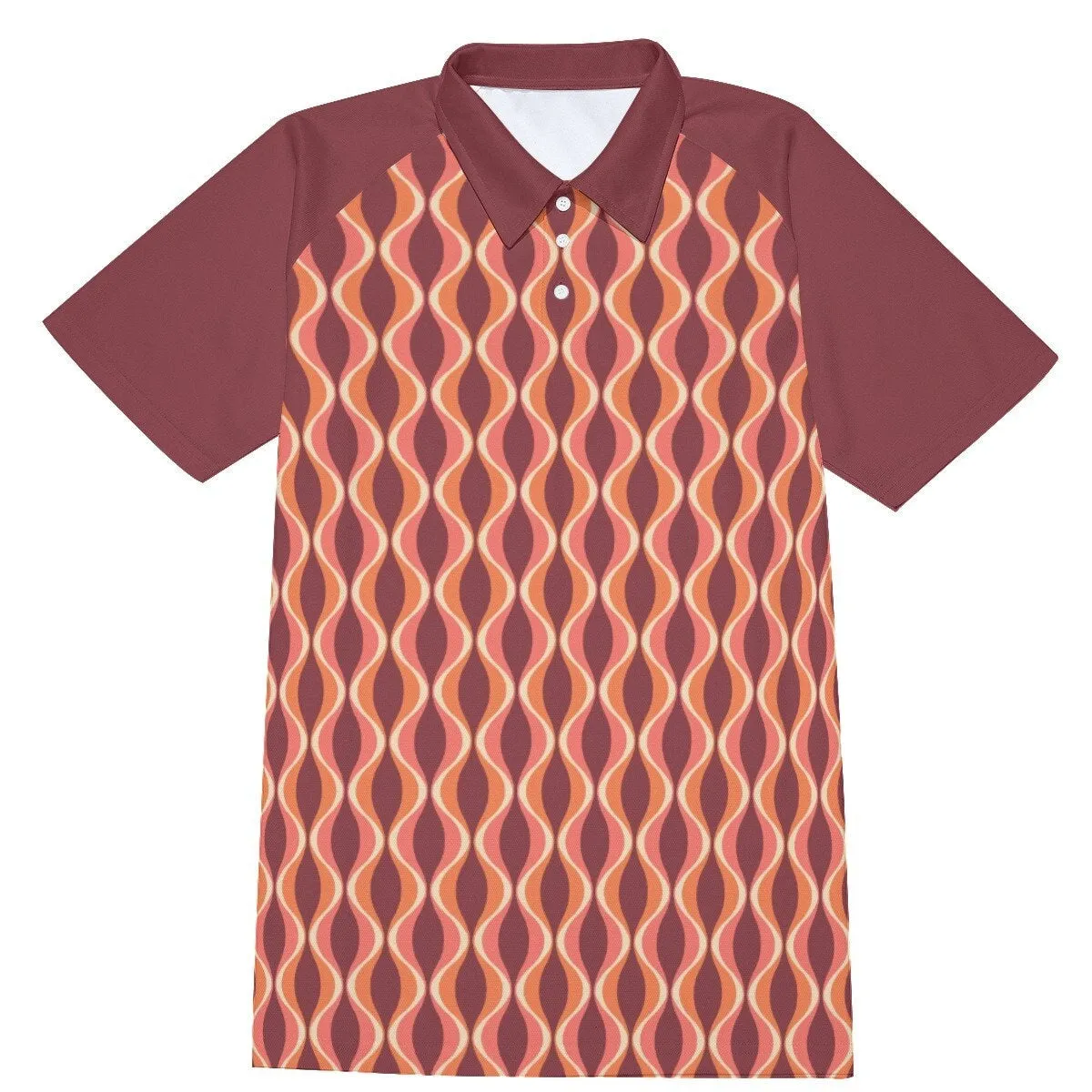 Polo Shirt, 60s Style Polo Shirt, Maroon Polo Shirt, Men's Polo Shirt, Men's 60s Style Shirt, Retro Tops, Retro Shirt Men