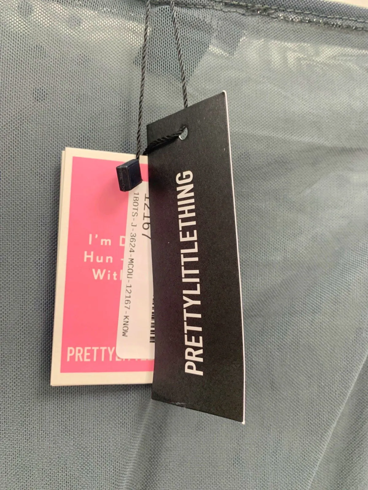 PrettyLittleThing Black Printed Mesh Diamante Hot Fix Low Rise Maxi Skirt UK 10