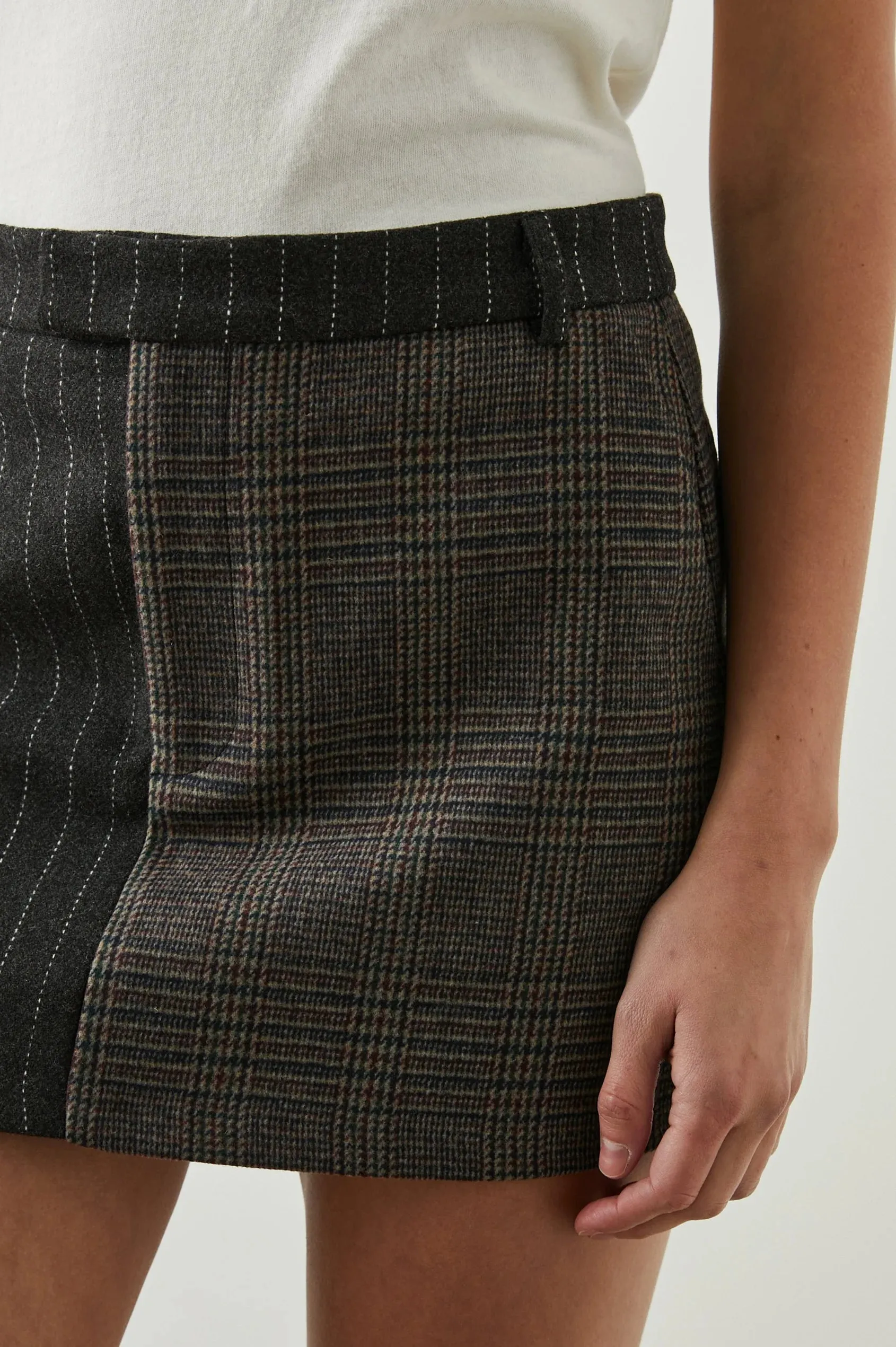 Prim Skirt Pinstripe Plaid Mix