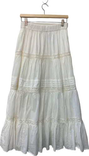 Primark White Tiered Maxi Skirt UK 12